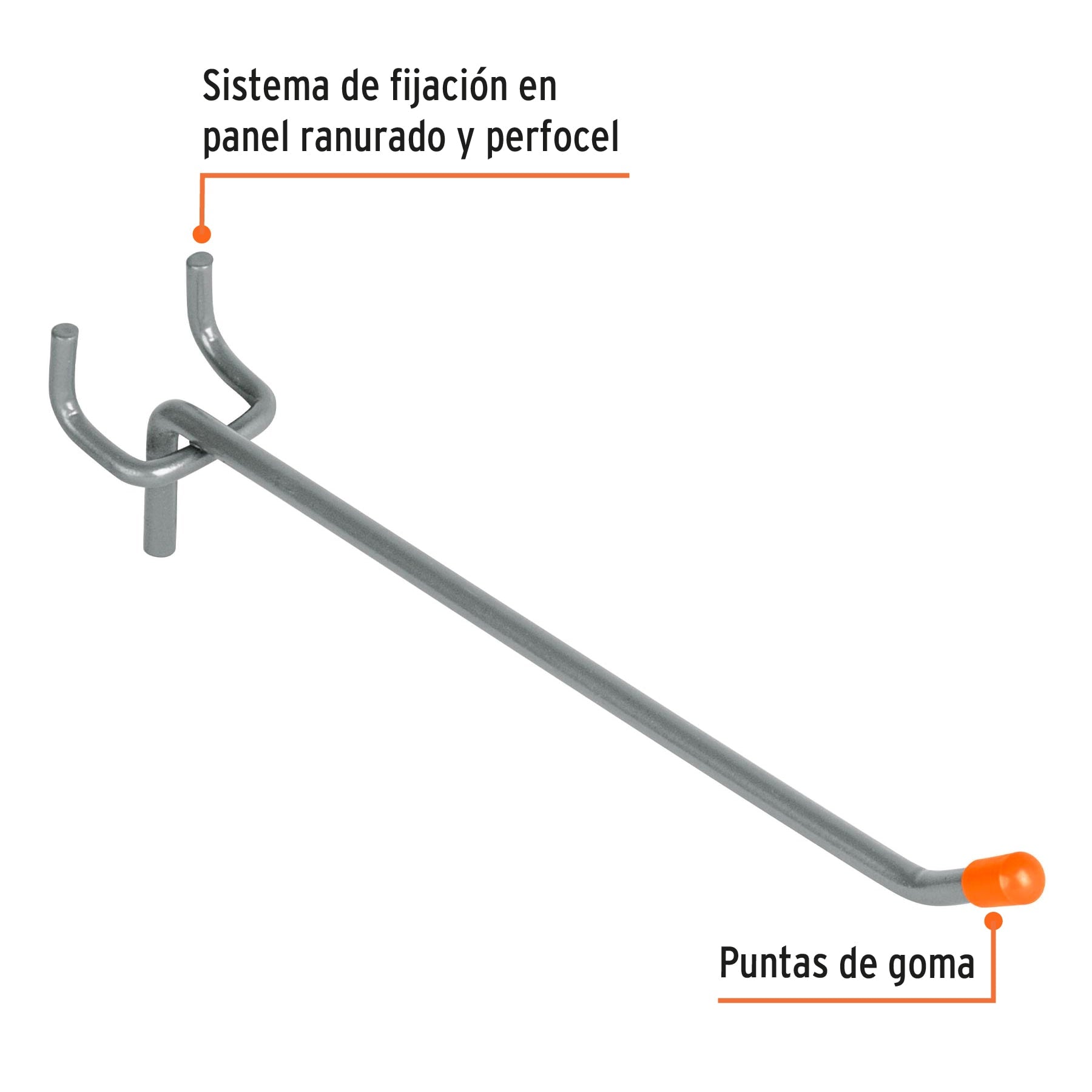 Gancho recto de 6" para perfocel y panel ranurado, TRUPER