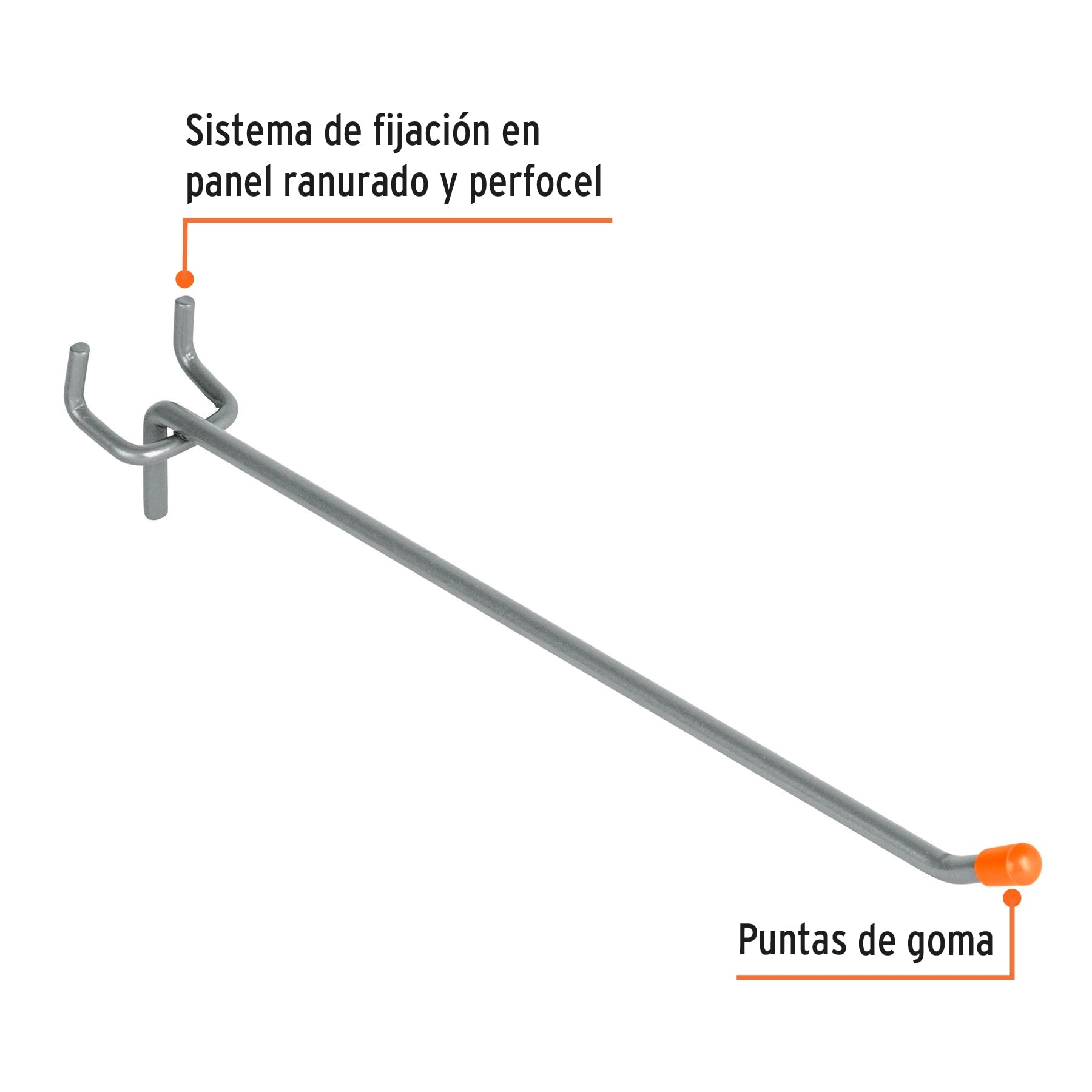 Gancho recto de 8" para perfocel y panel ranurado, TRUPER