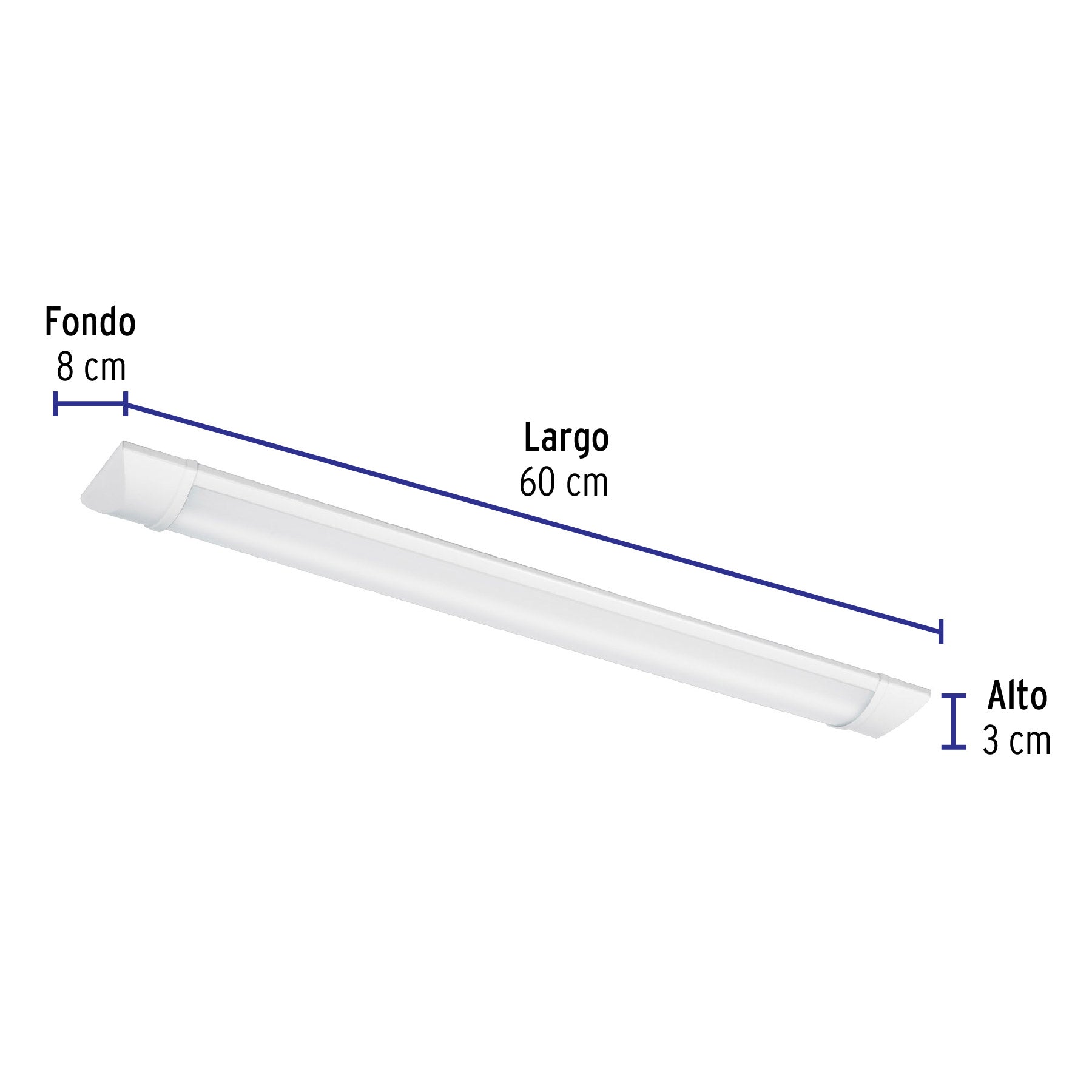 Luminario lineal LED 18W, 6500K, delgado, para gabinete