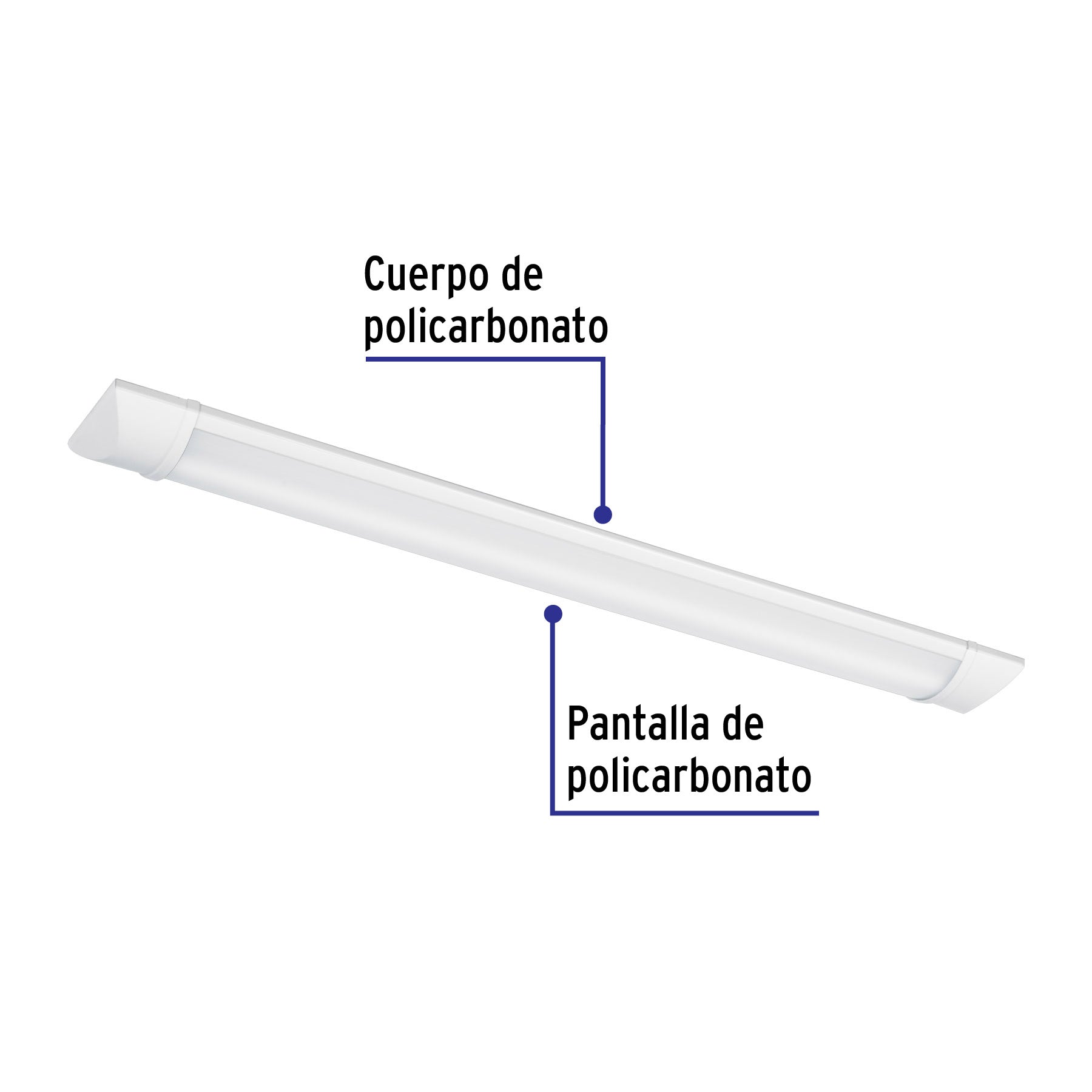 Luminario lineal LED 18W, 6500K, delgado, para gabinete