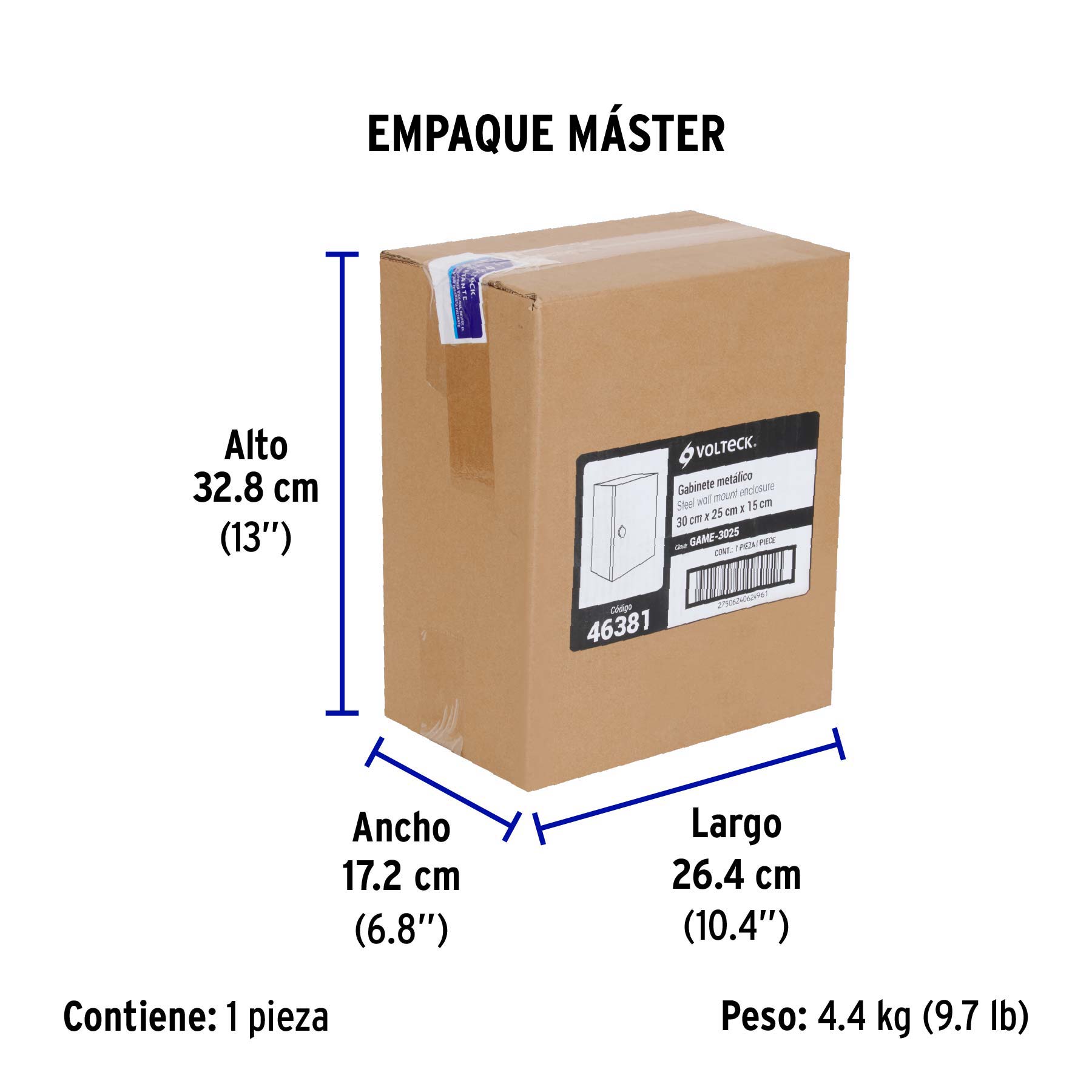 Gabinete metálico, 300 x 250 mm, VOLTECK - Empaque