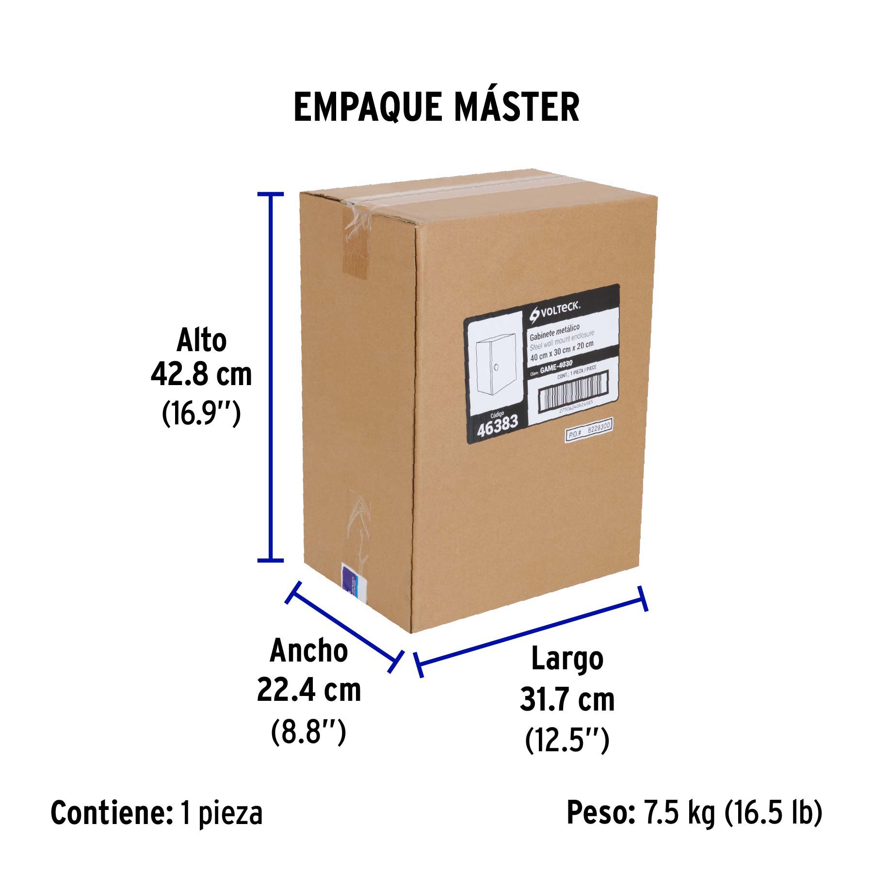 Gabinete metálico, 400 x 300 mm, VOLTECK - Empaque