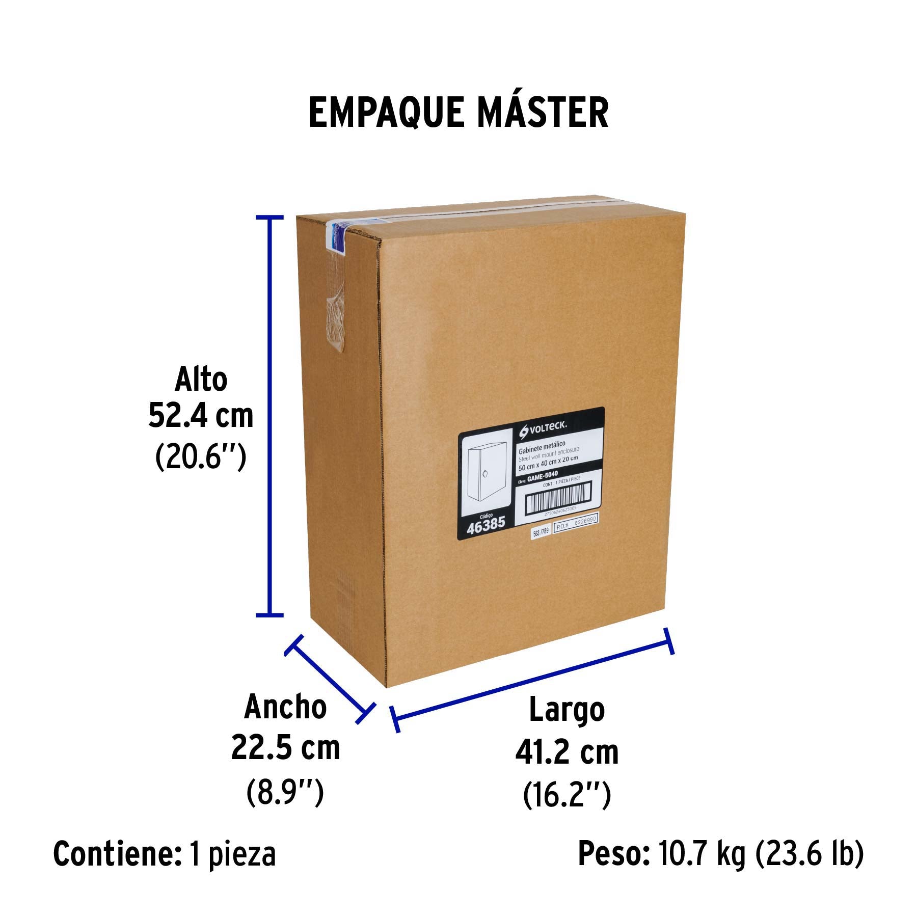 Gabinete metálico, 500 x 400 mm, VOLTECK - Empaque