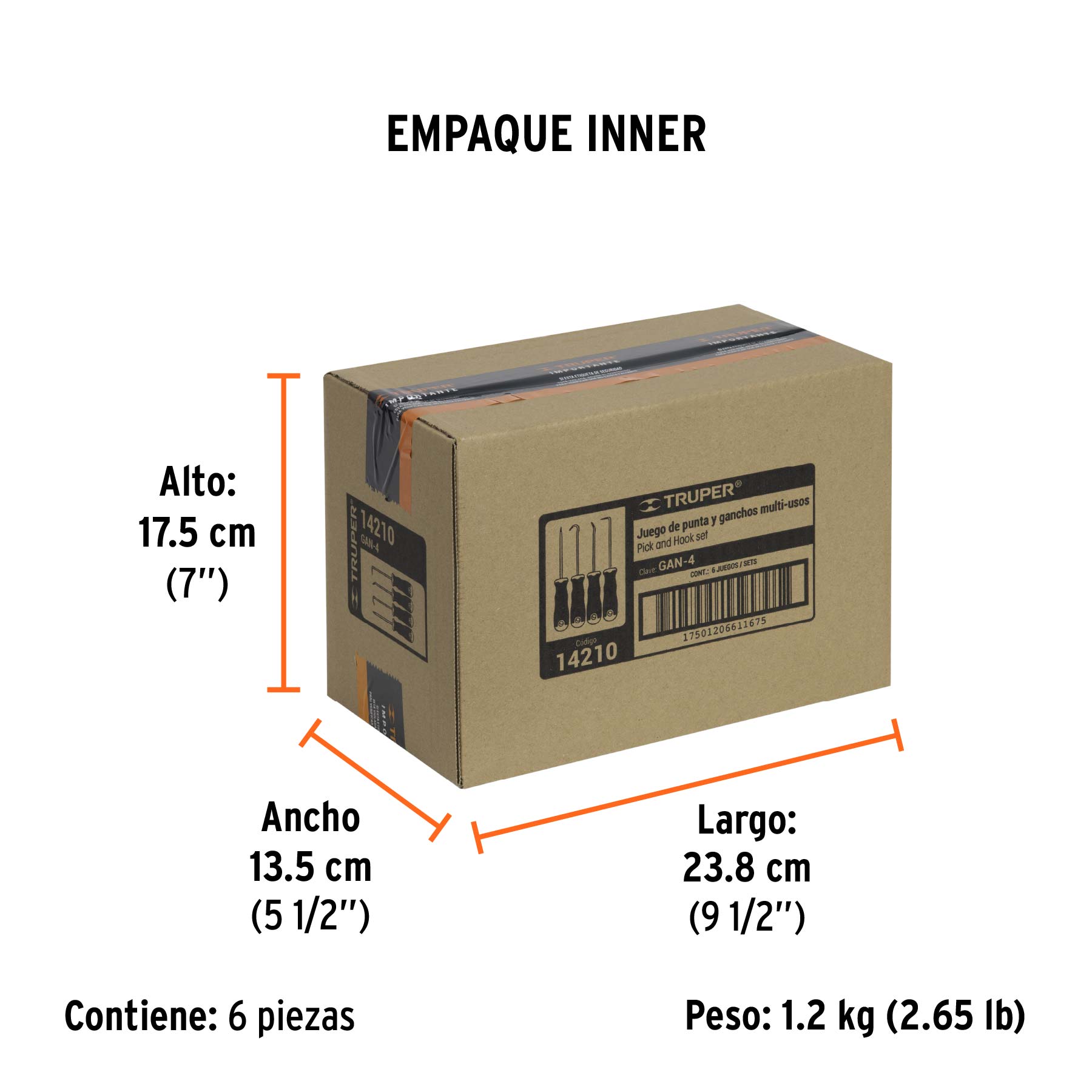 Juego de 4 puntas y ganchos multiusos, TRUPER - Empaque