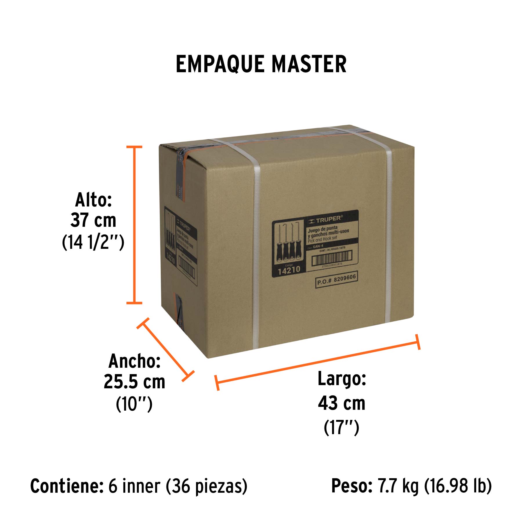 Juego de 4 puntas y ganchos multiusos, TRUPER - Empaque