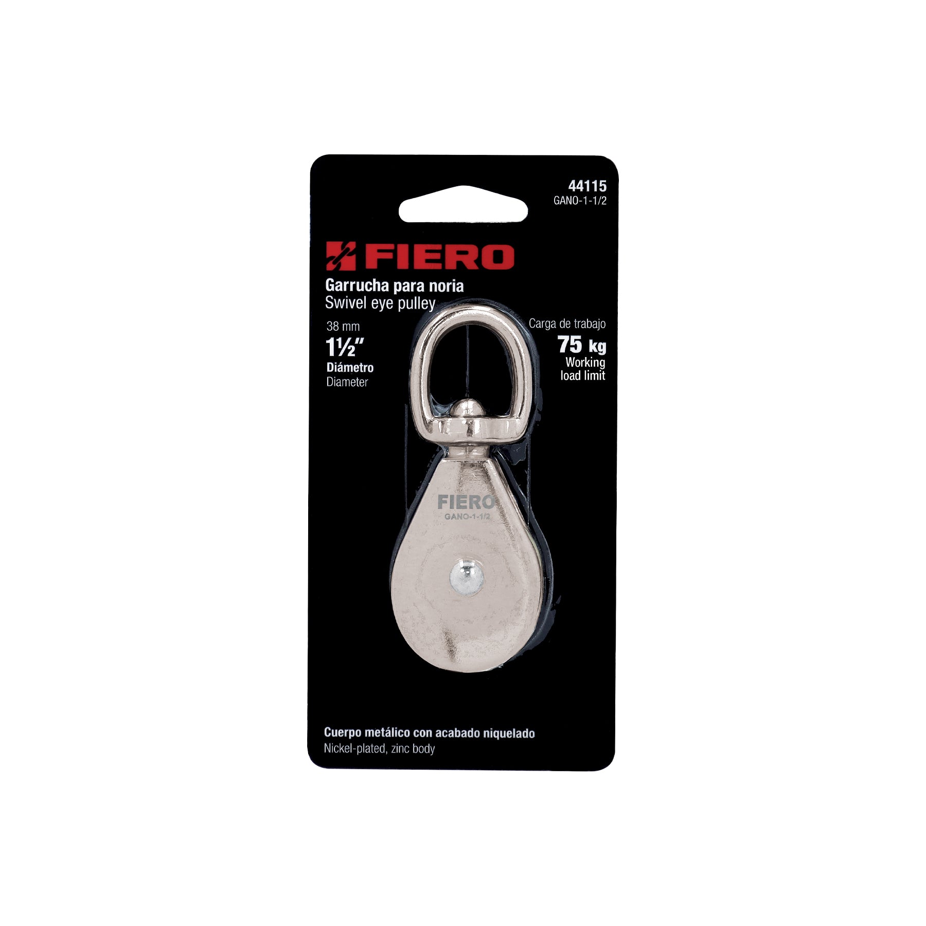 Garrucha metálica para noria de 1-1/2", FIERO