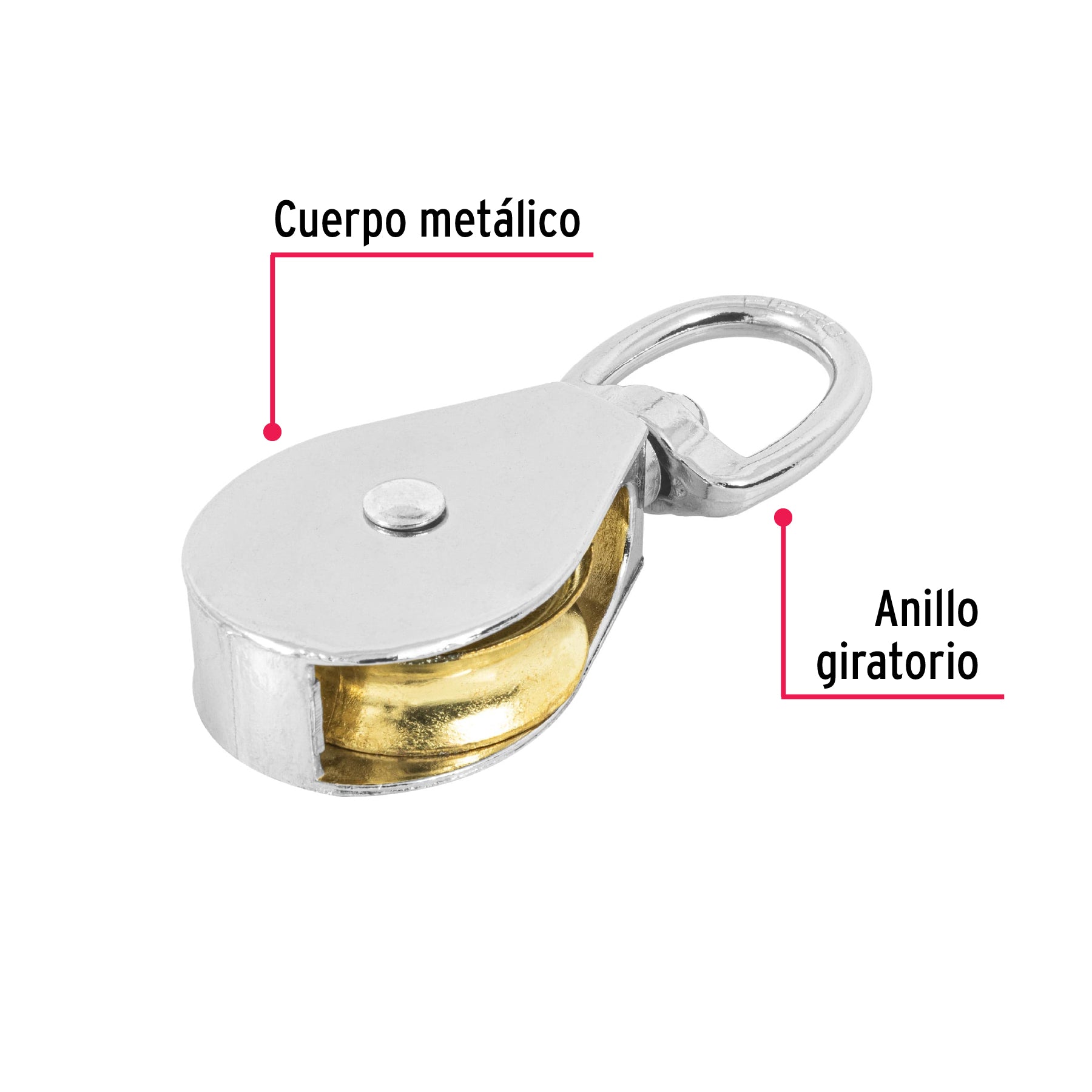Garrucha metálica para noria de 1-1/2", FIERO