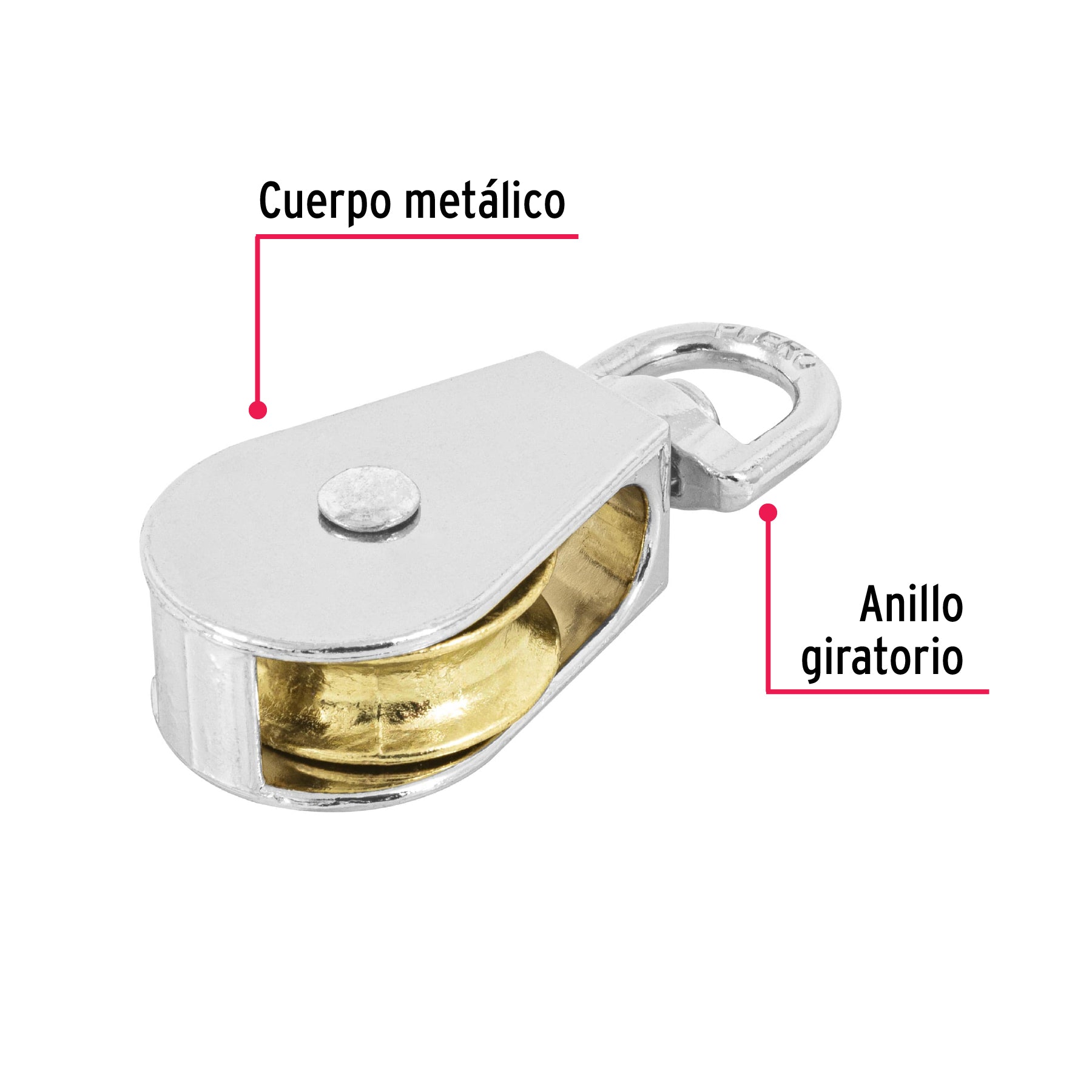 Garrucha metálica para noria de 1", FIERO