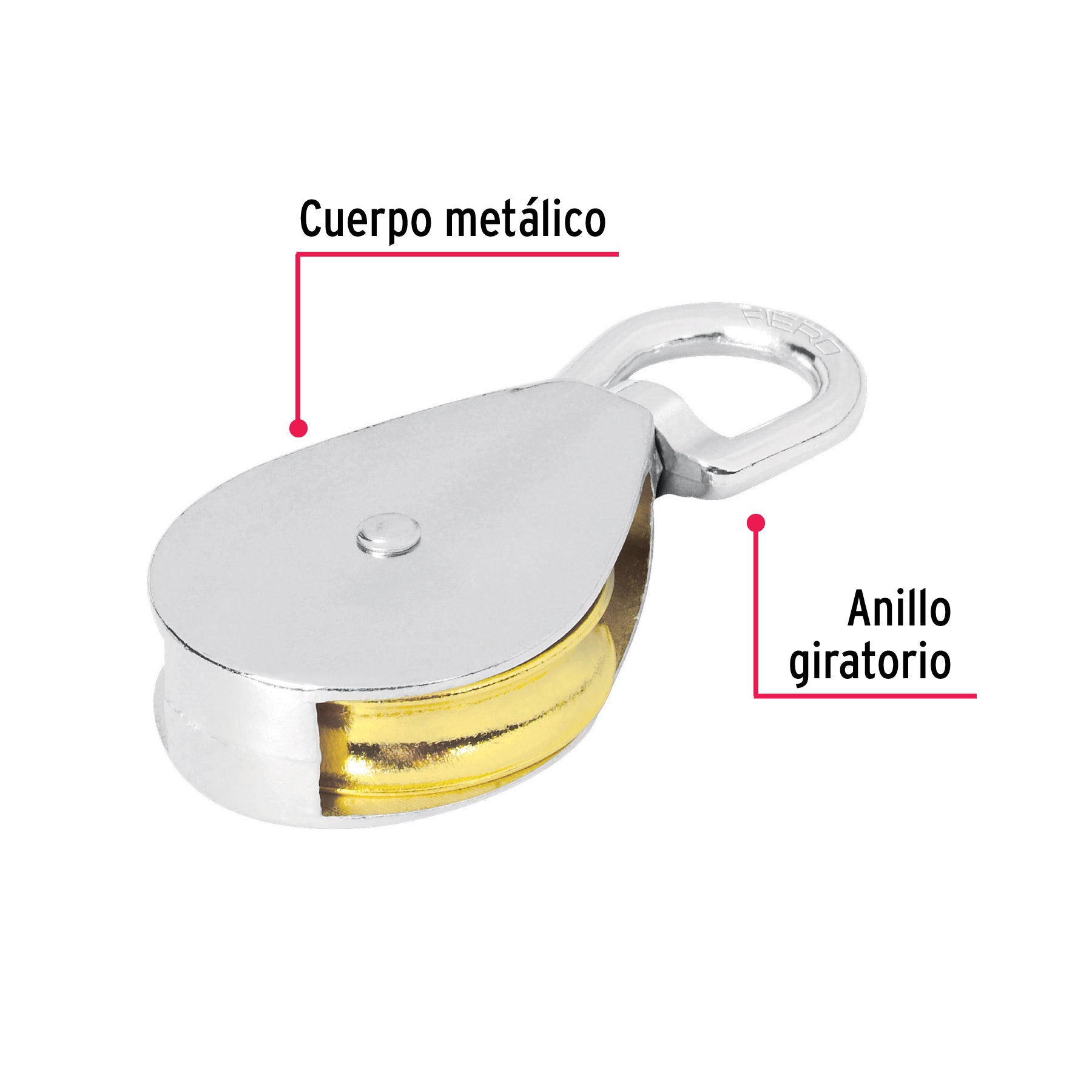 Garrucha metálica para noria de 2", FIERO