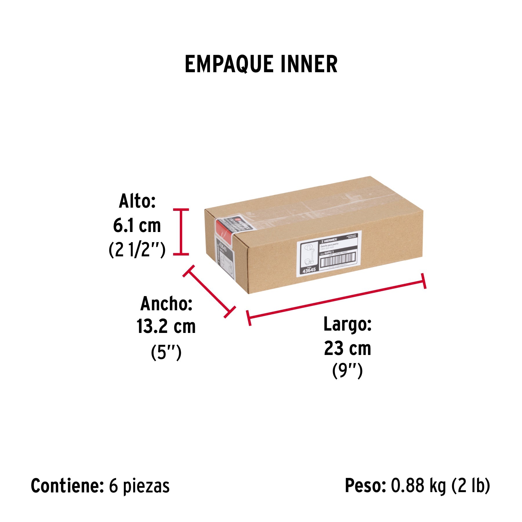 Gancho latonado para puerta, HERMEX - Empaque