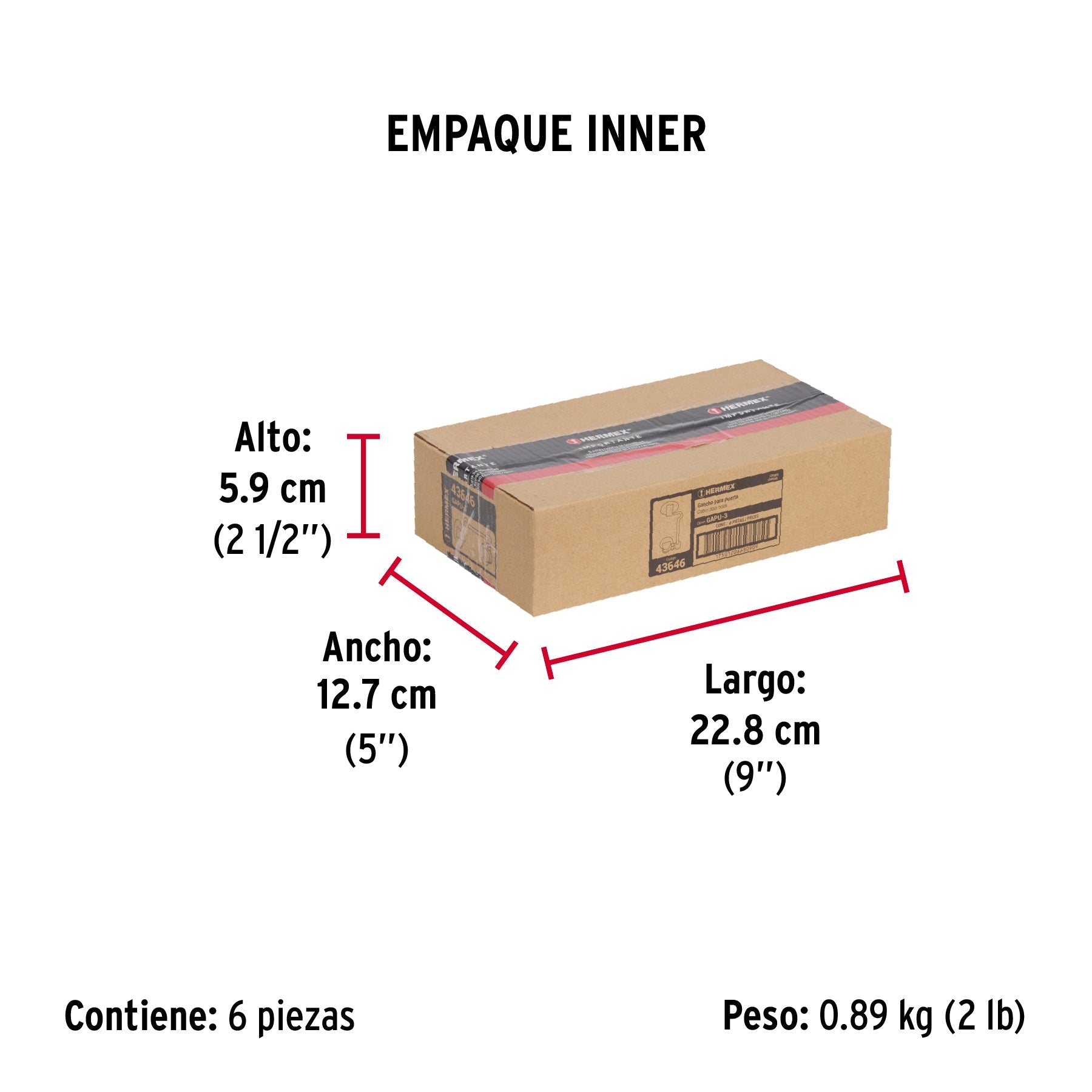 Gancho cromado para puerta, HERMEX - Empaque
