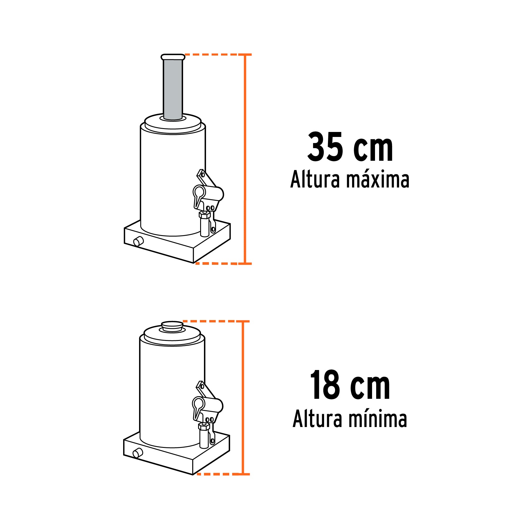 Gato hidráulico de botella de 2 Ton, TRUPER
