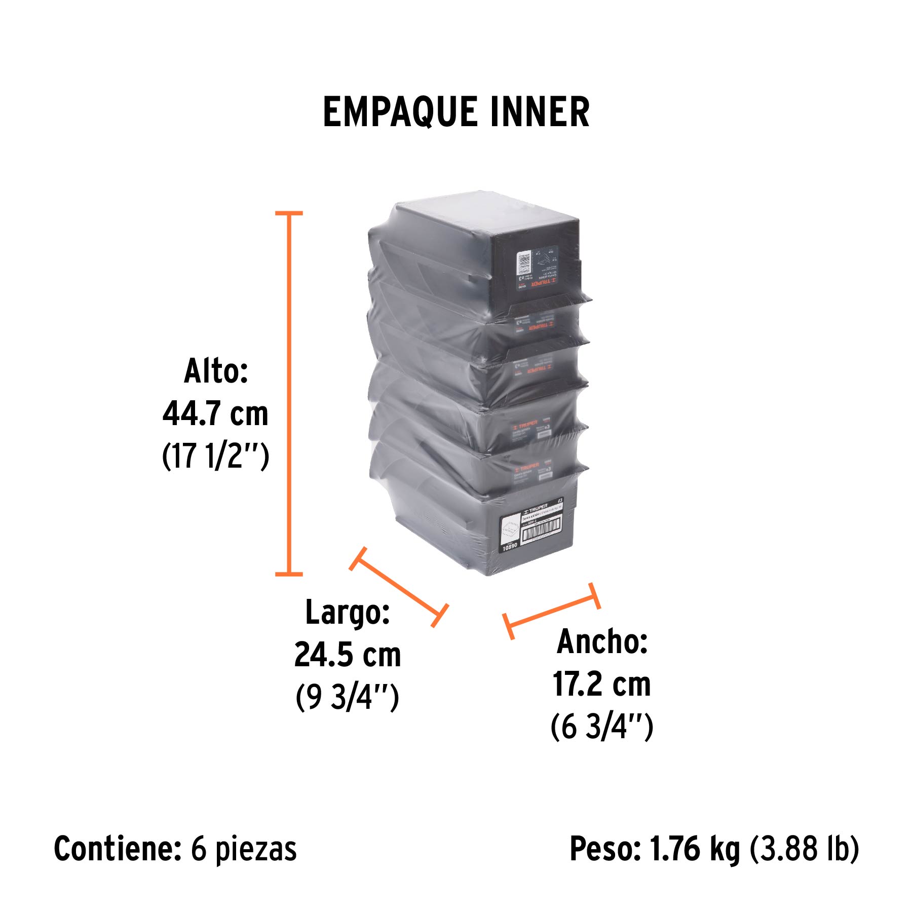 Gaveta apilable 3 de plástico, 25 x 17 x 11 cm, TRUPER - Empaque