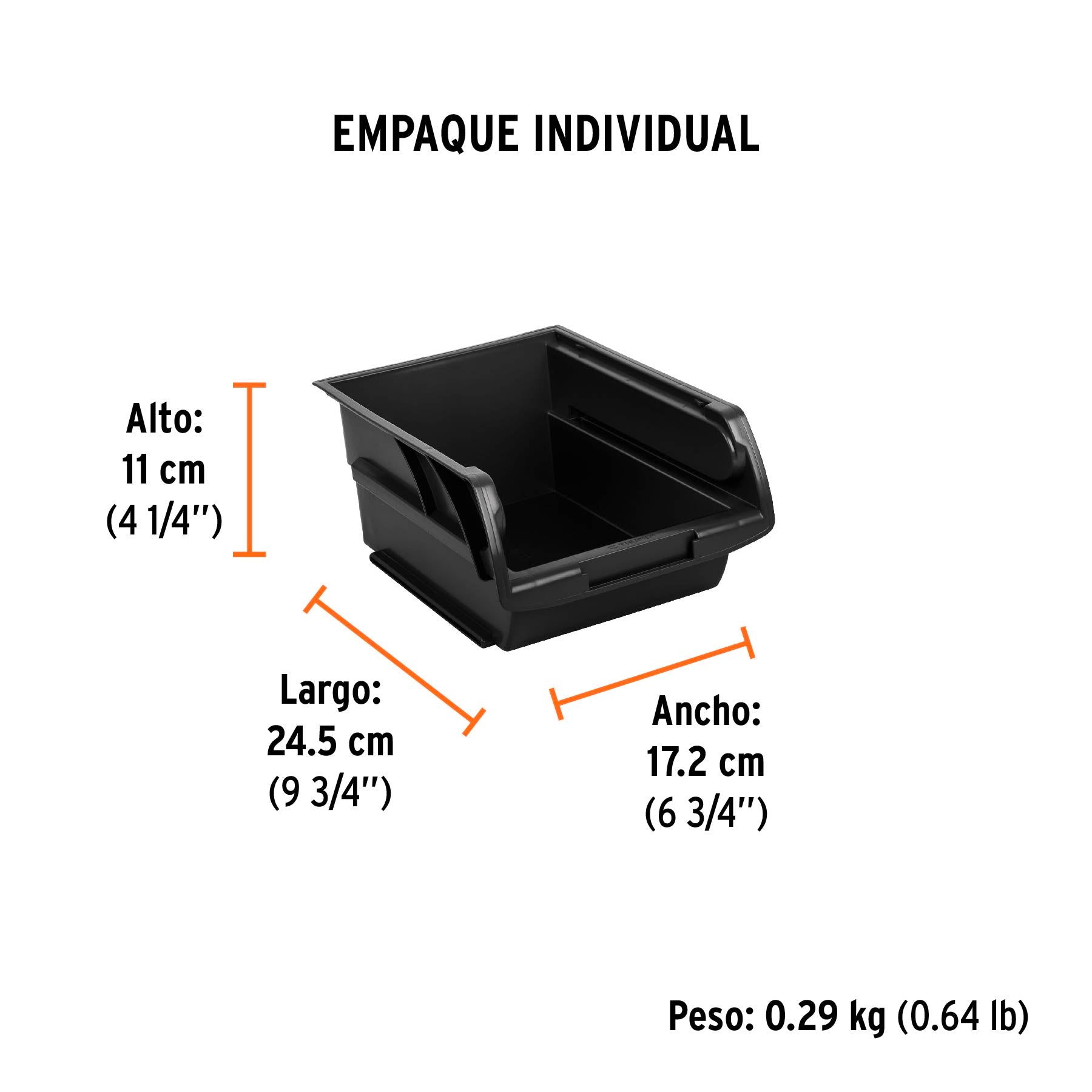 Gaveta apilable 3 de plástico, 25 x 17 x 11 cm, TRUPER - Empaque