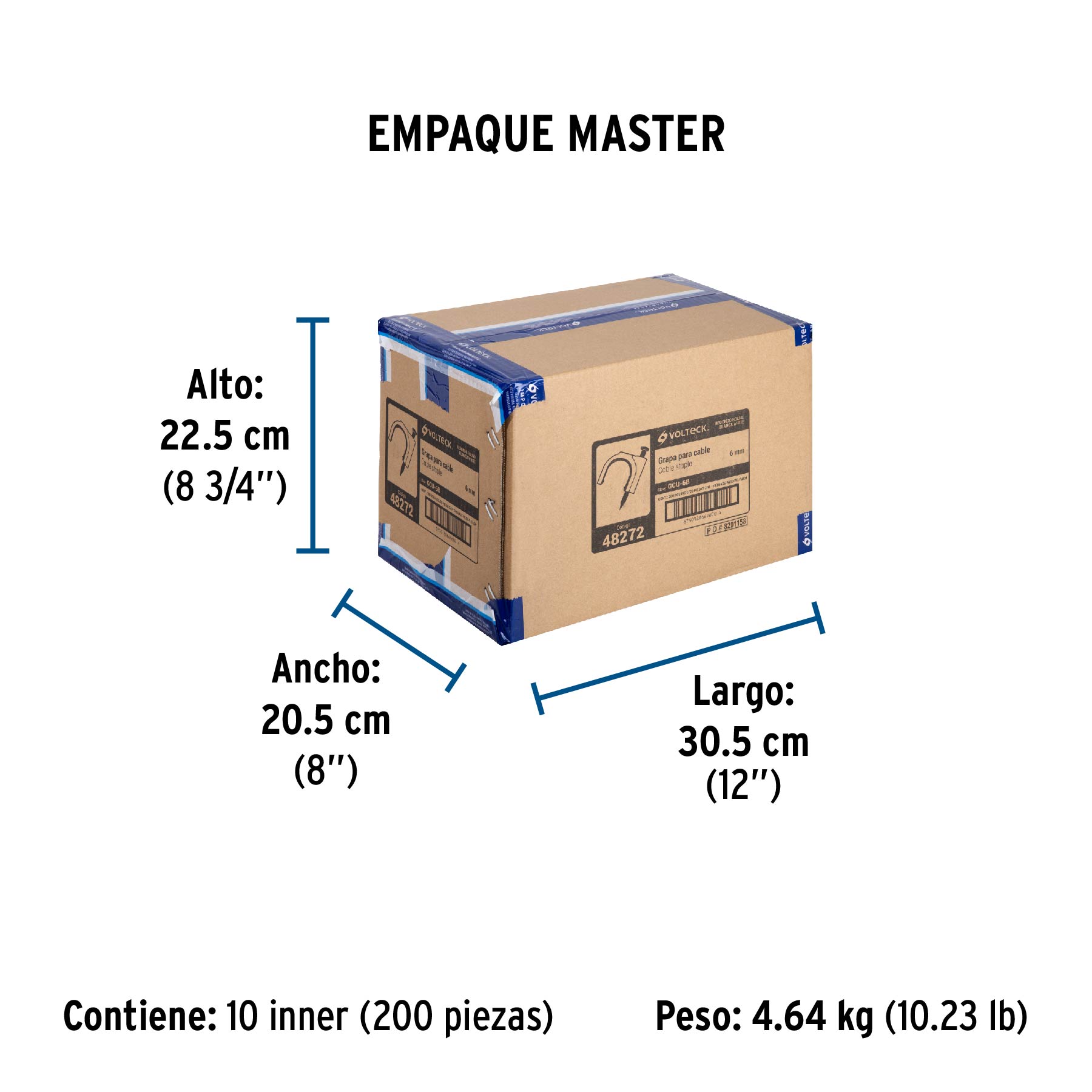Bolsa con 20 grapas blancas de 6 mm para cable redondo - Empaque