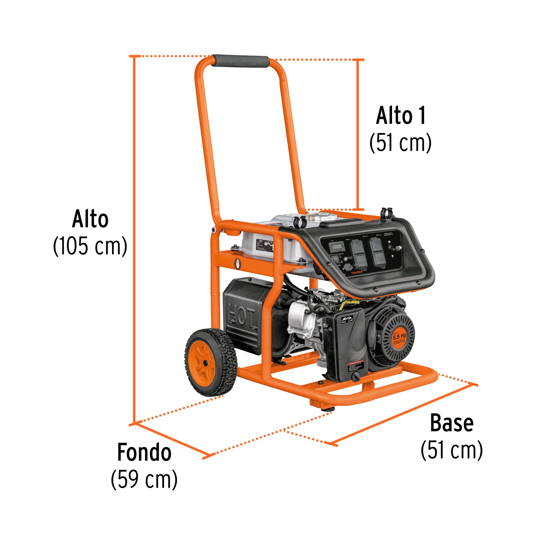 Generador portátil 1.5 kW motor a gasolina, TRUPER