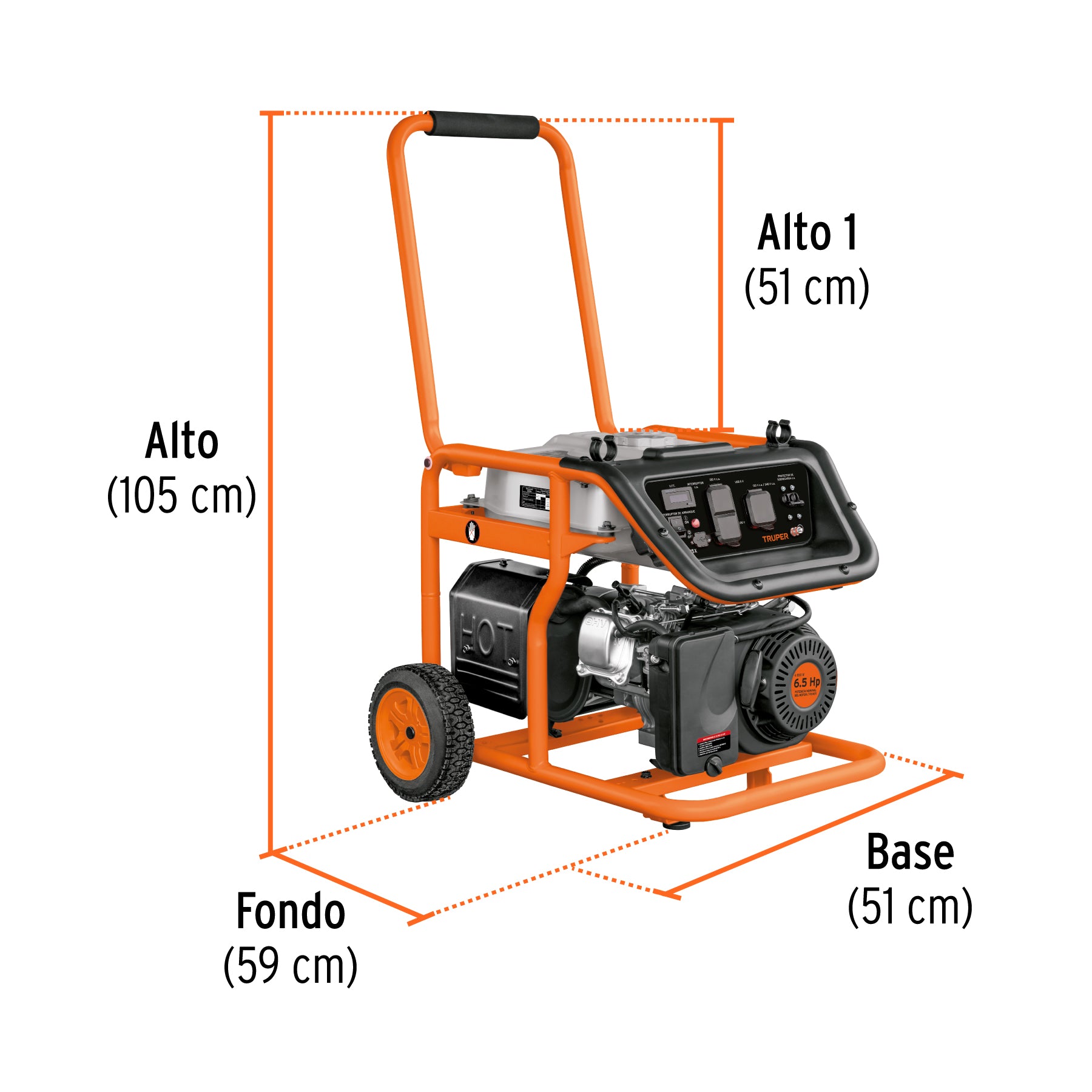 Generador portátil 2.5 kW motor a gasolina, TRUPER