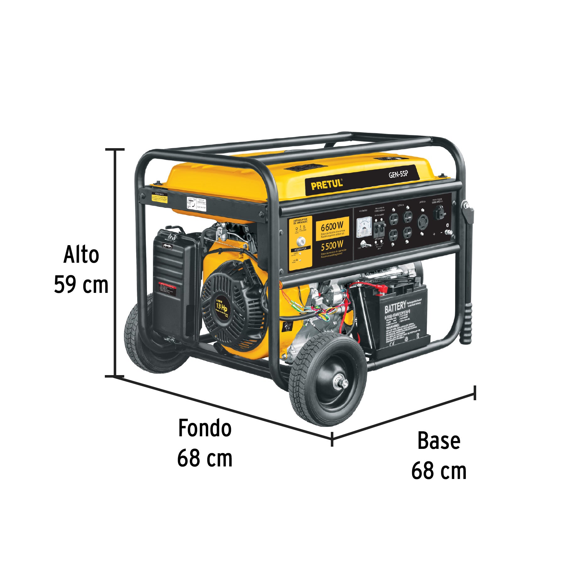 Generador portátil 5.5 kW motor a gasolina, PRETUL