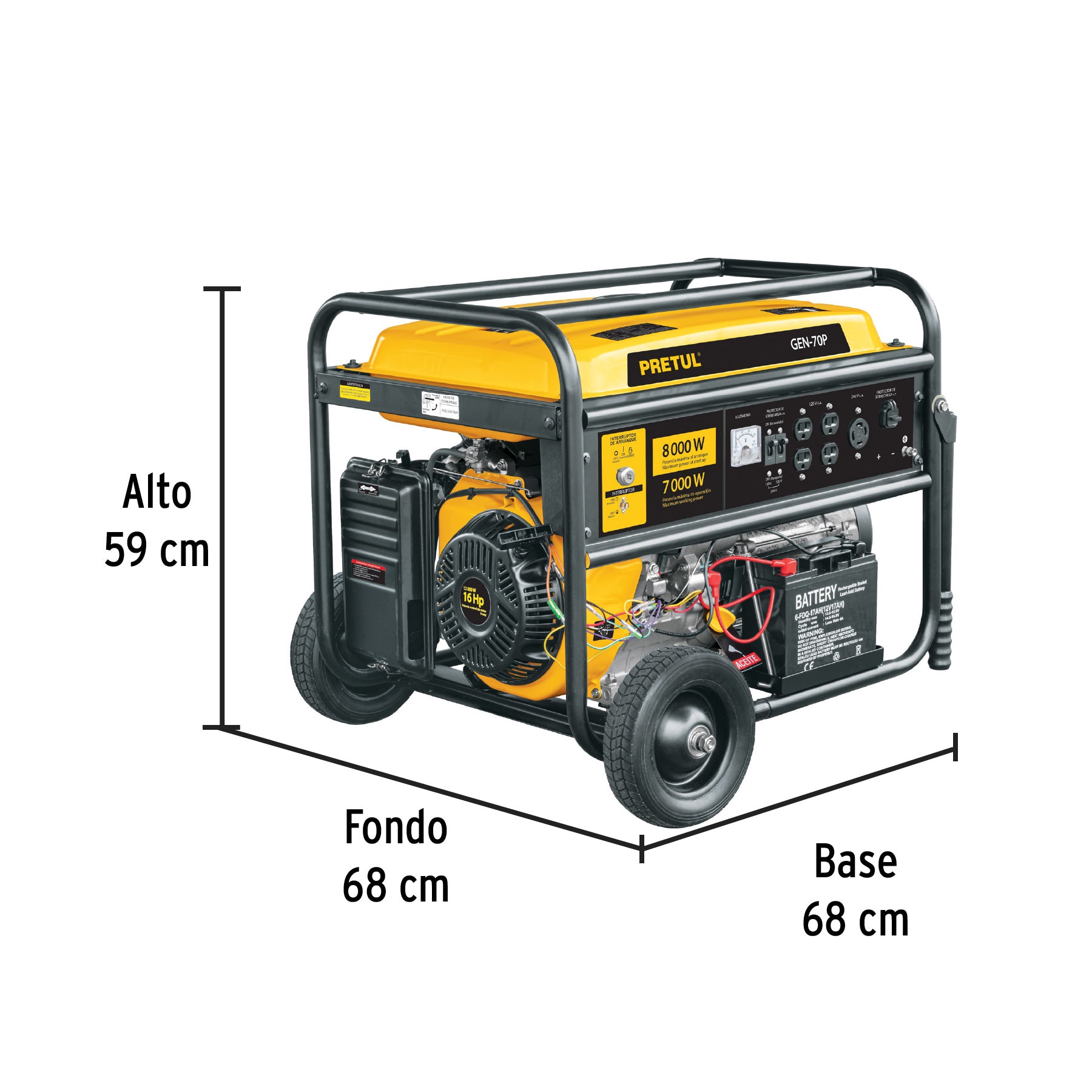 Generador portátil 7 kW motor a gasolina, PRETUL