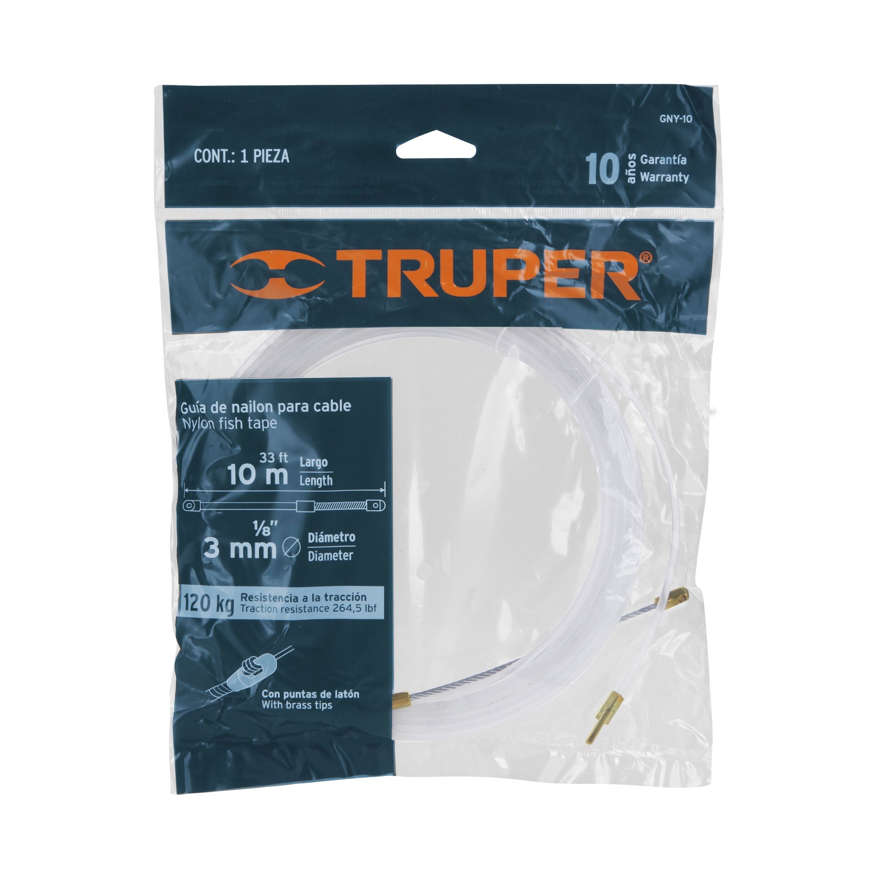 Guía de nylon de 10 m para cable, TRUPER