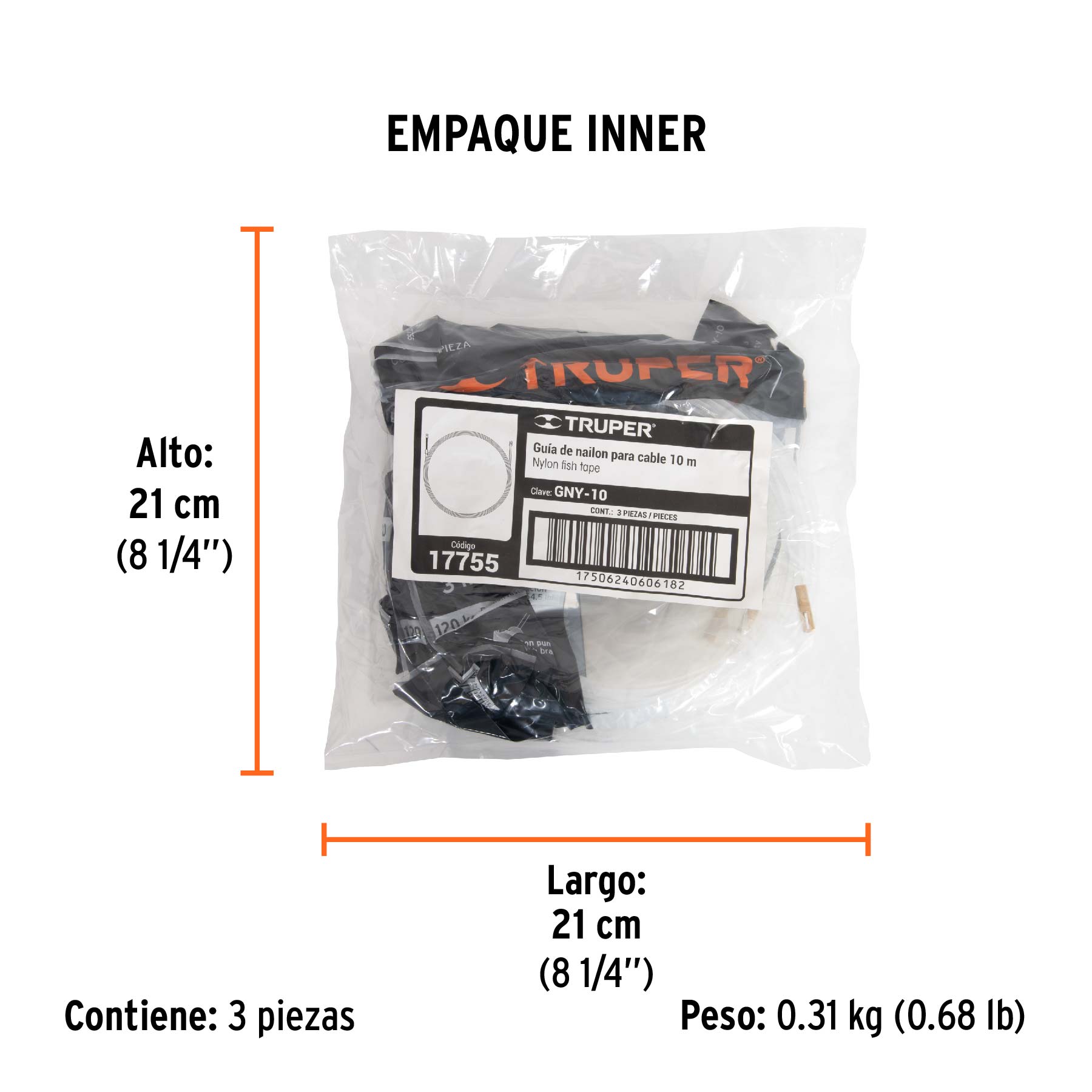 Guía de nylon de 10 m para cable, TRUPER - Empaque
