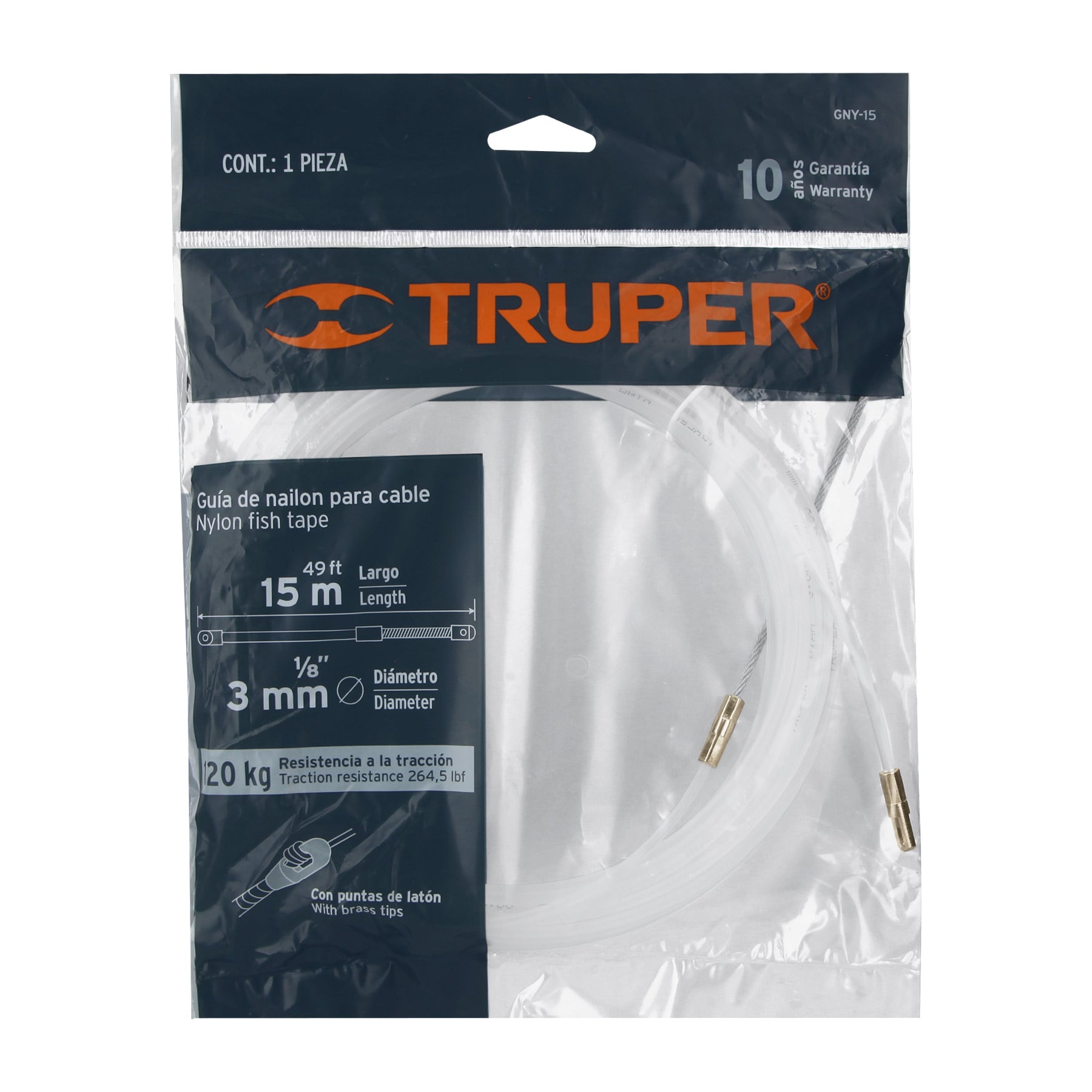 Guía de nylon de 15 m para cable, TRUPER