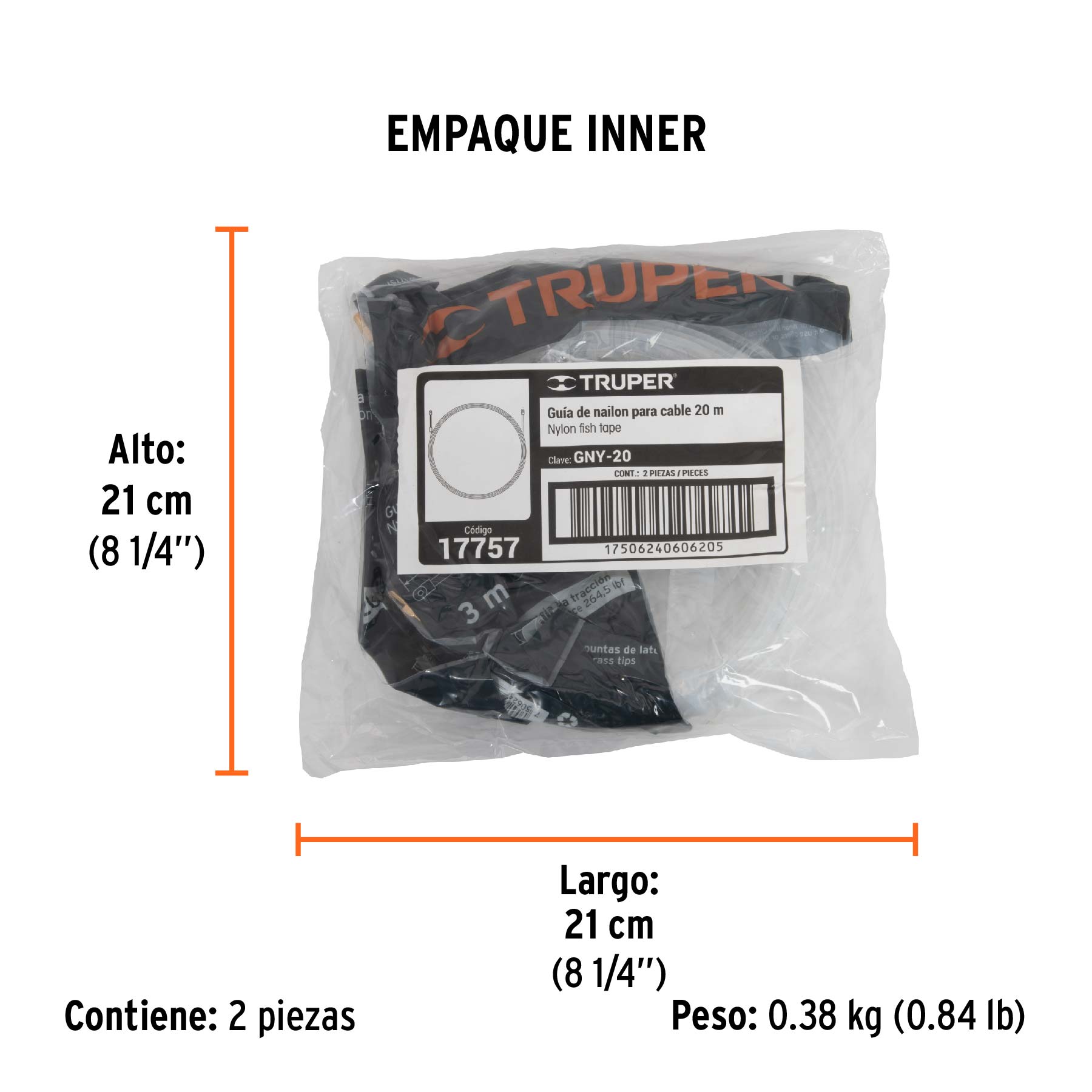 Guía de nylon de 20 m para cable, TRUPER - Empaque