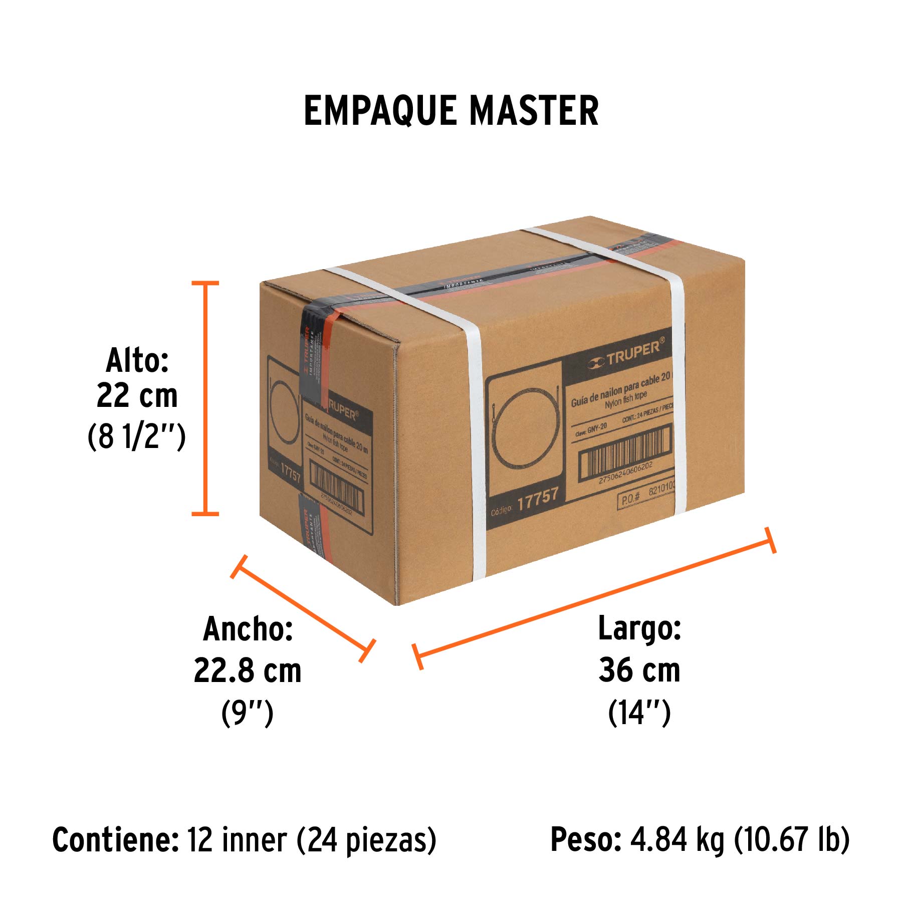 Guía de nylon de 20 m para cable, TRUPER - Empaque