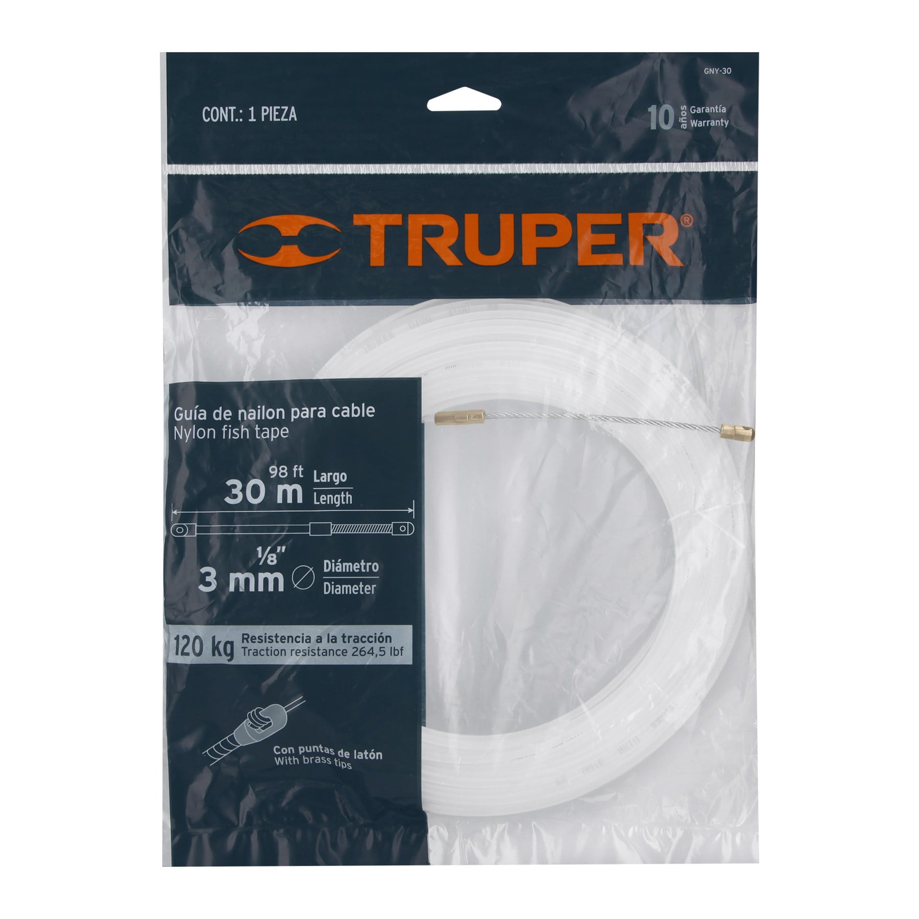 Guía de nylon de 30 m para cable, TRUPER