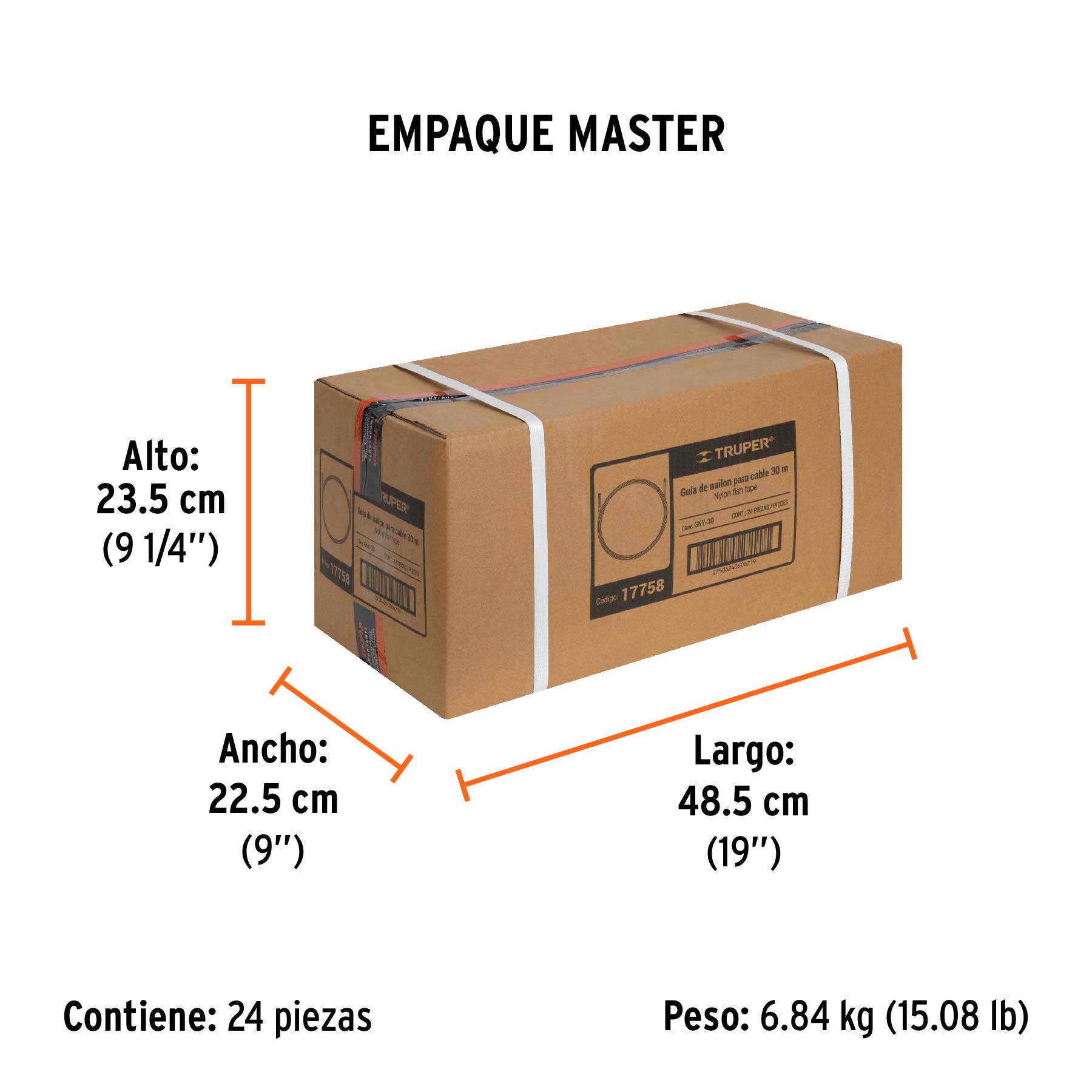 Guía de nylon de 30 m para cable, TRUPER - Empaque