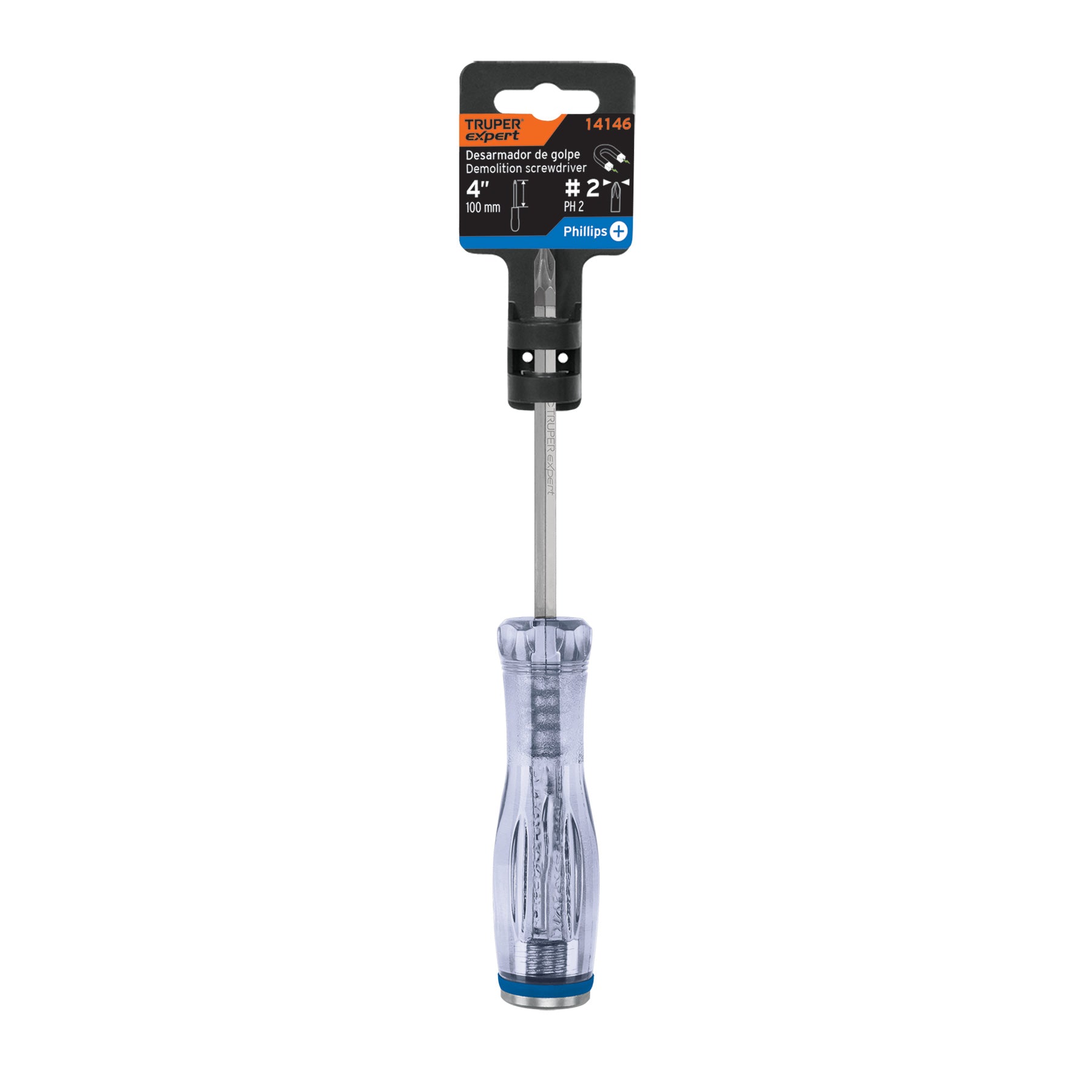 Desarmador de cruz de golpe 1/4" x 4", TRUPER EXPERT
