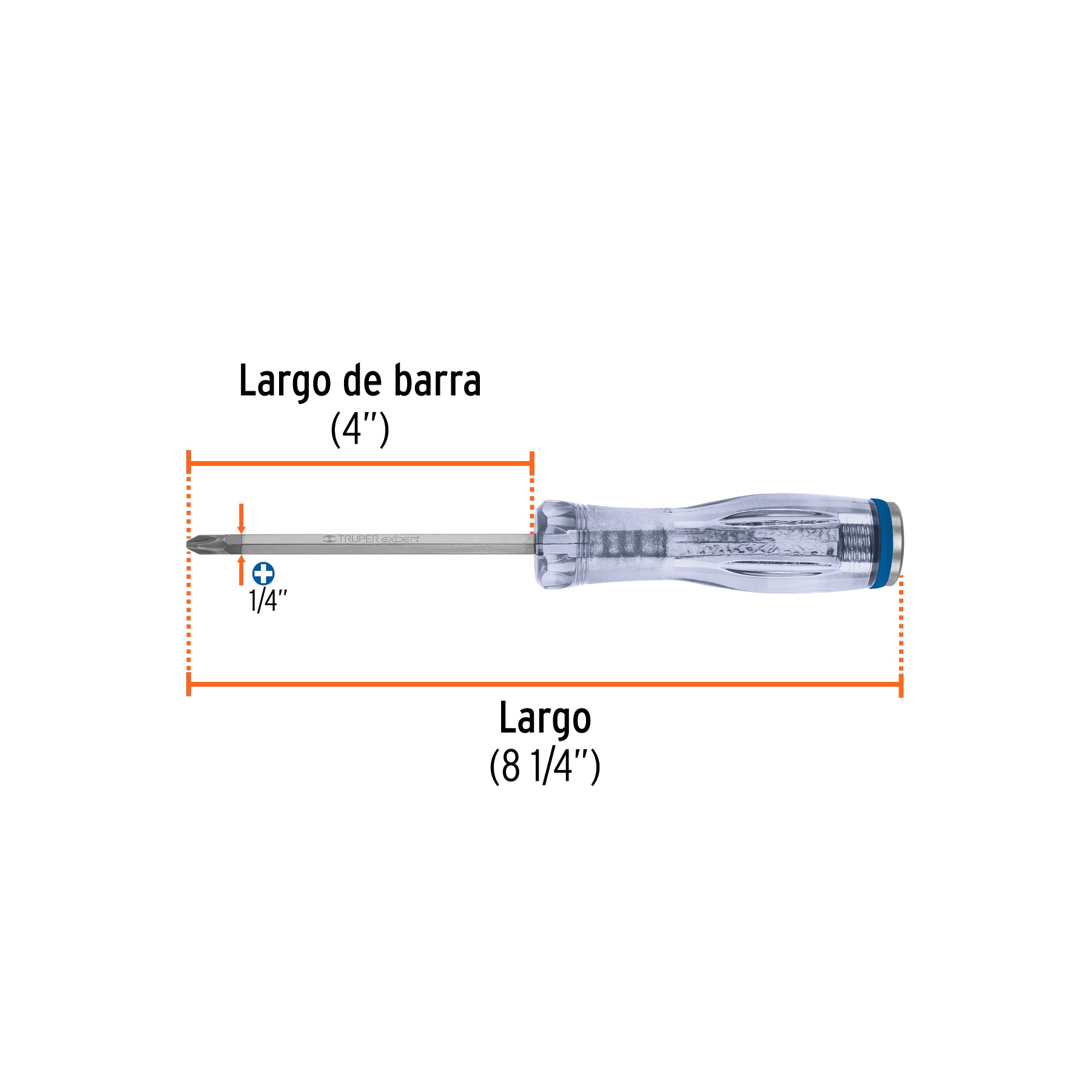 Desarmador de cruz de golpe 1/4" x 4", TRUPER EXPERT