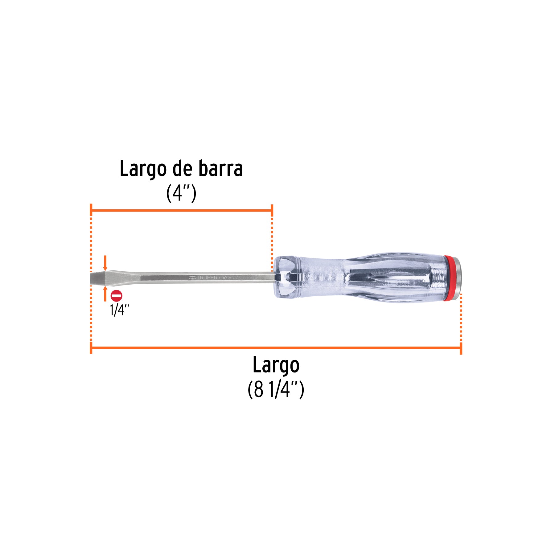 Desarmador plano de golpe 1/4" x 4", TRUPER EXPERT