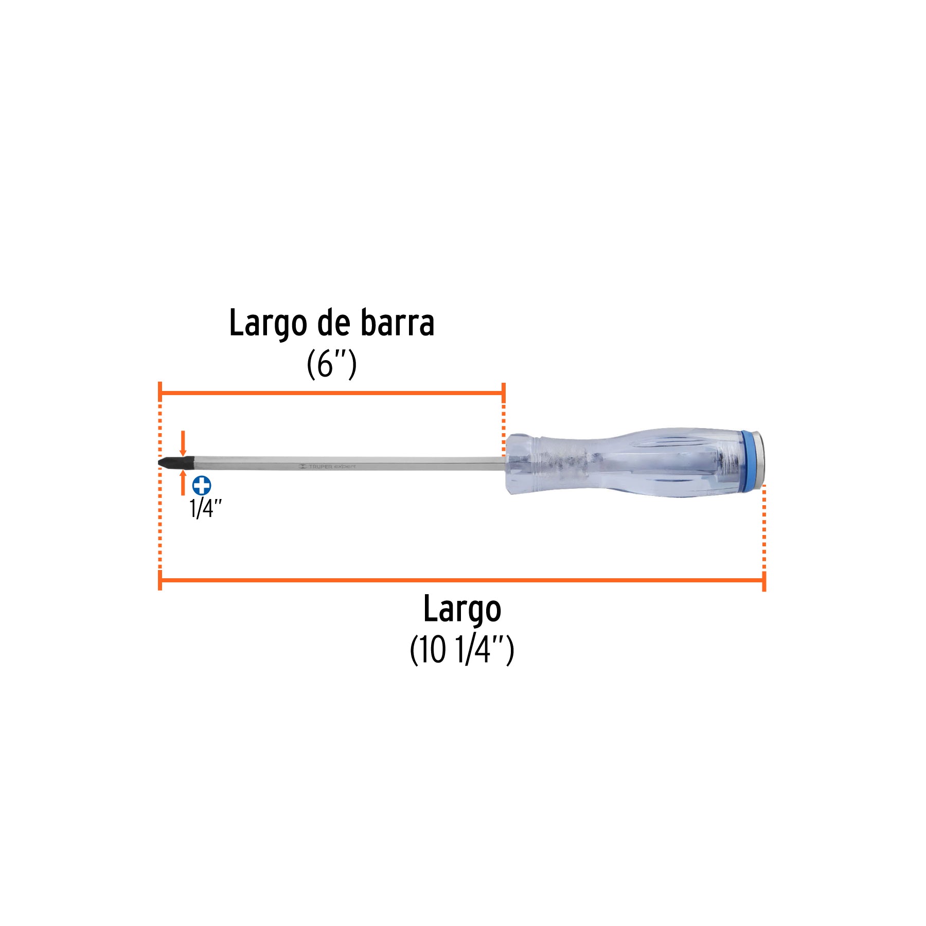 Desarmador de cruz de golpe 1/4" x 6", TRUPER EXPERT