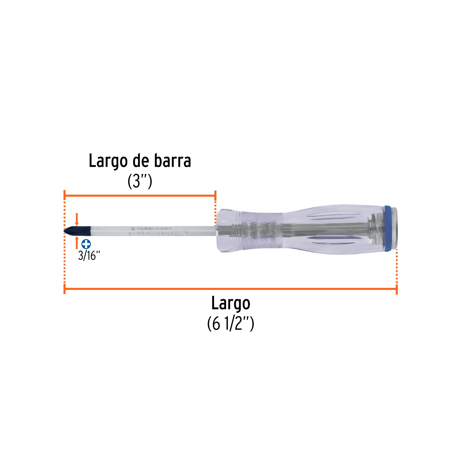 Desarmador de cruz de golpe 3/16" x 3", TRUPER EXPERT