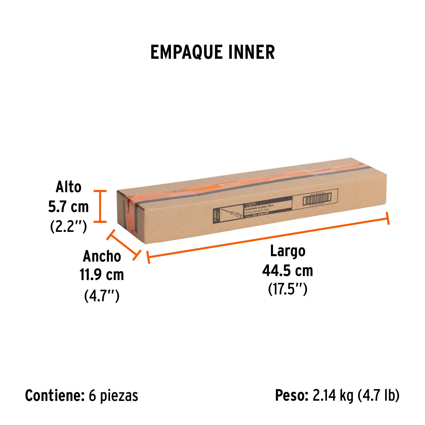 Desarmador plano de golpe 3/8" x 10", TRUPER EXPERT - Empaque