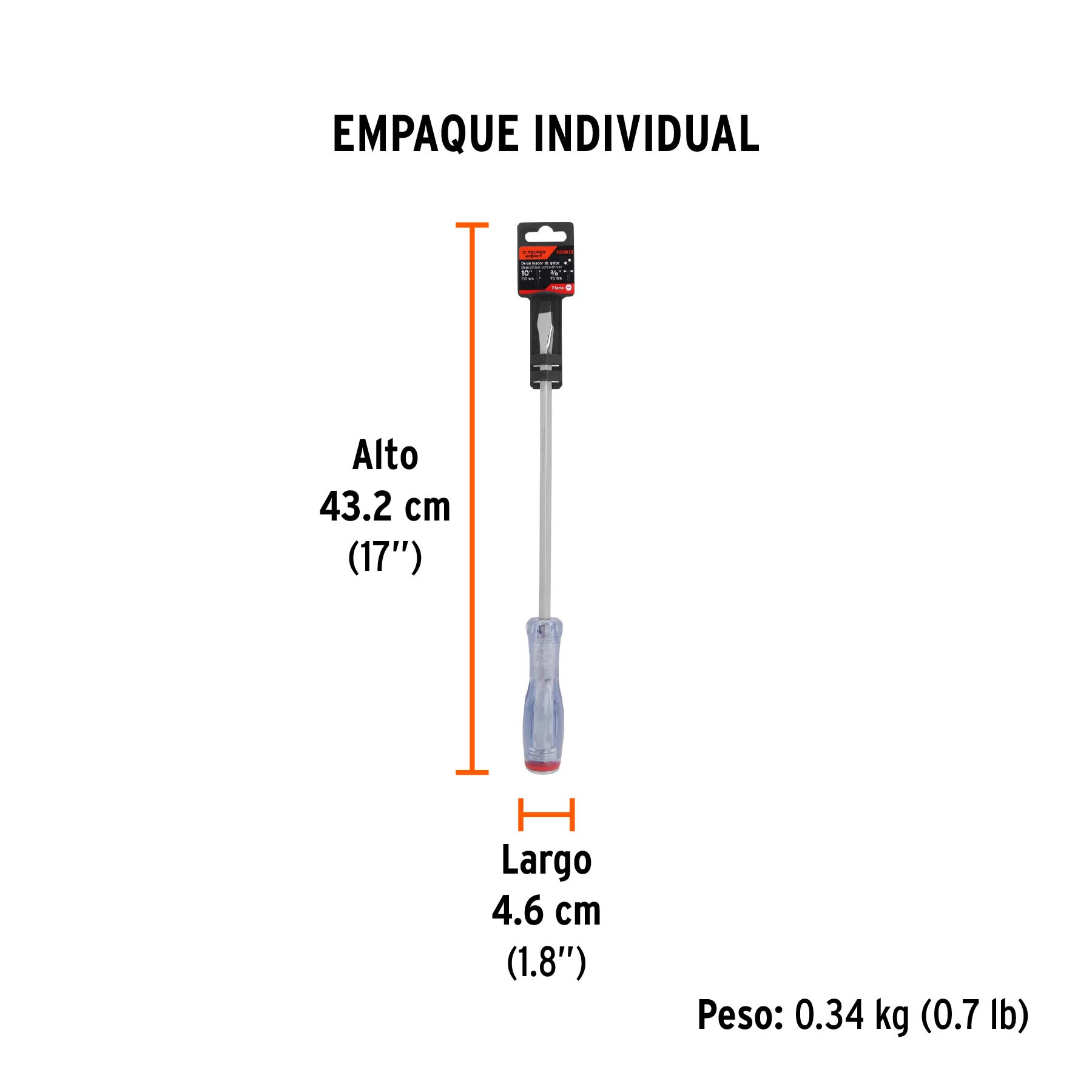 Desarmador plano de golpe 3/8" x 10", TRUPER EXPERT - Empaque