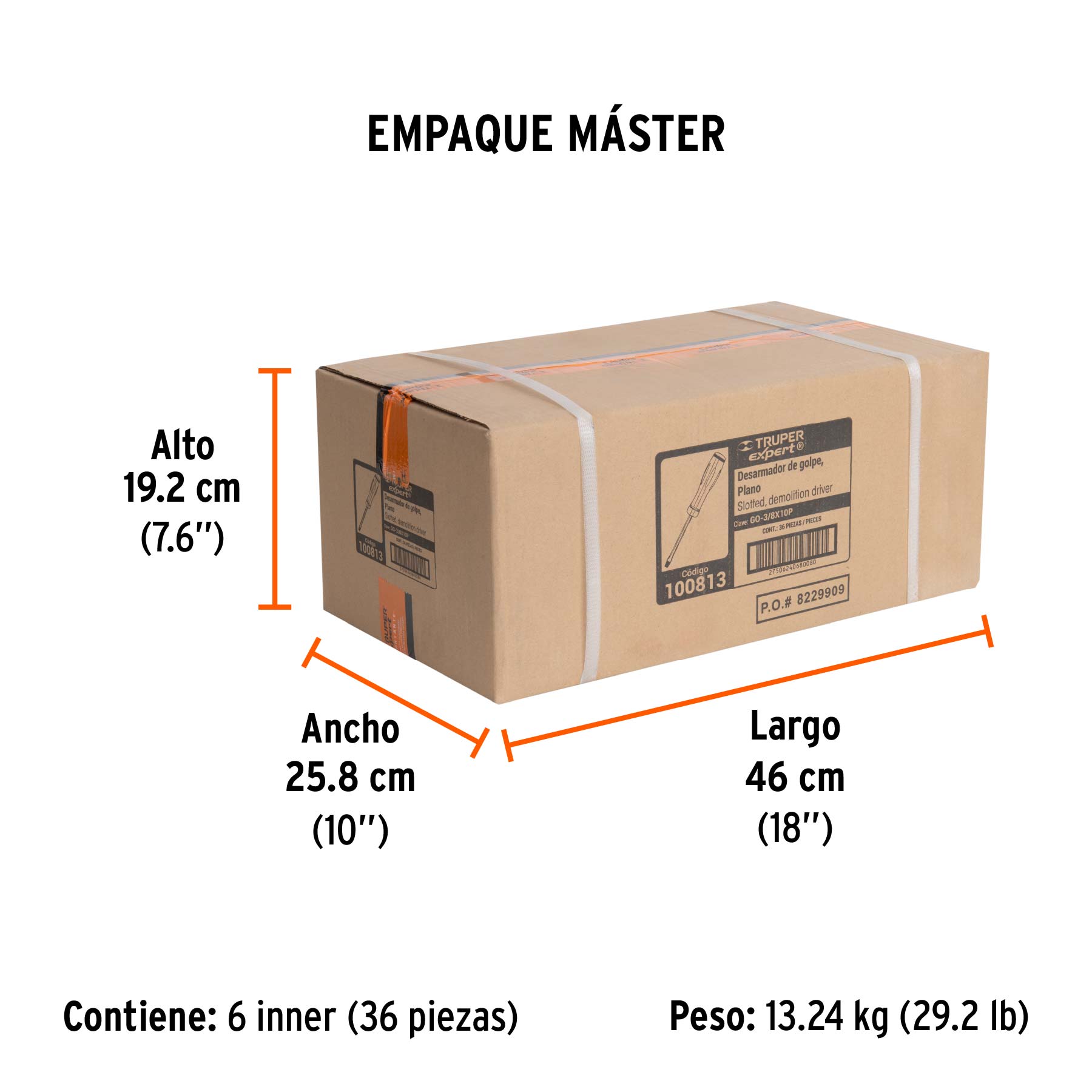 Desarmador plano de golpe 3/8" x 10", TRUPER EXPERT - Empaque