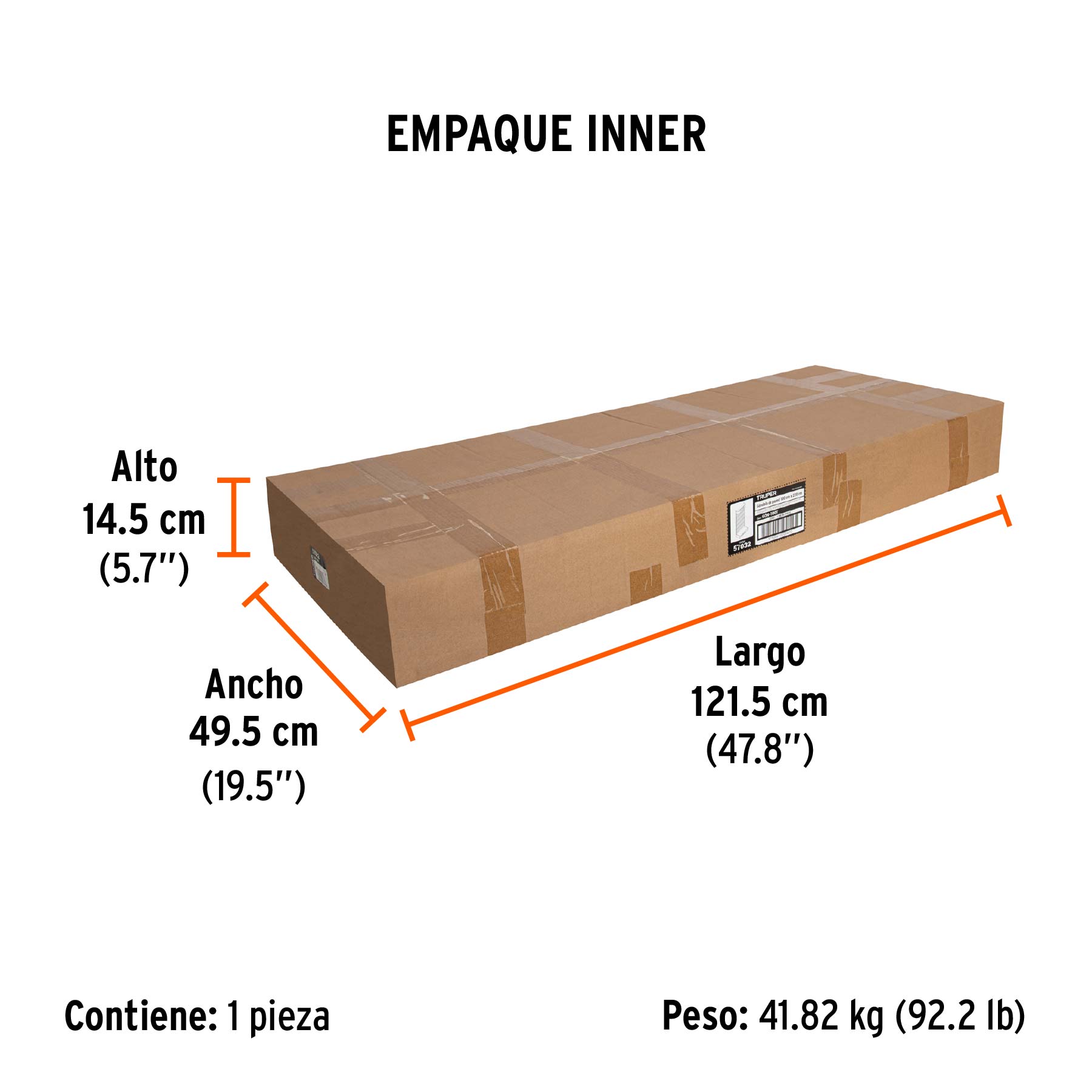 Góndola de pared 100 x 220 cm, TRUPER - Empaque