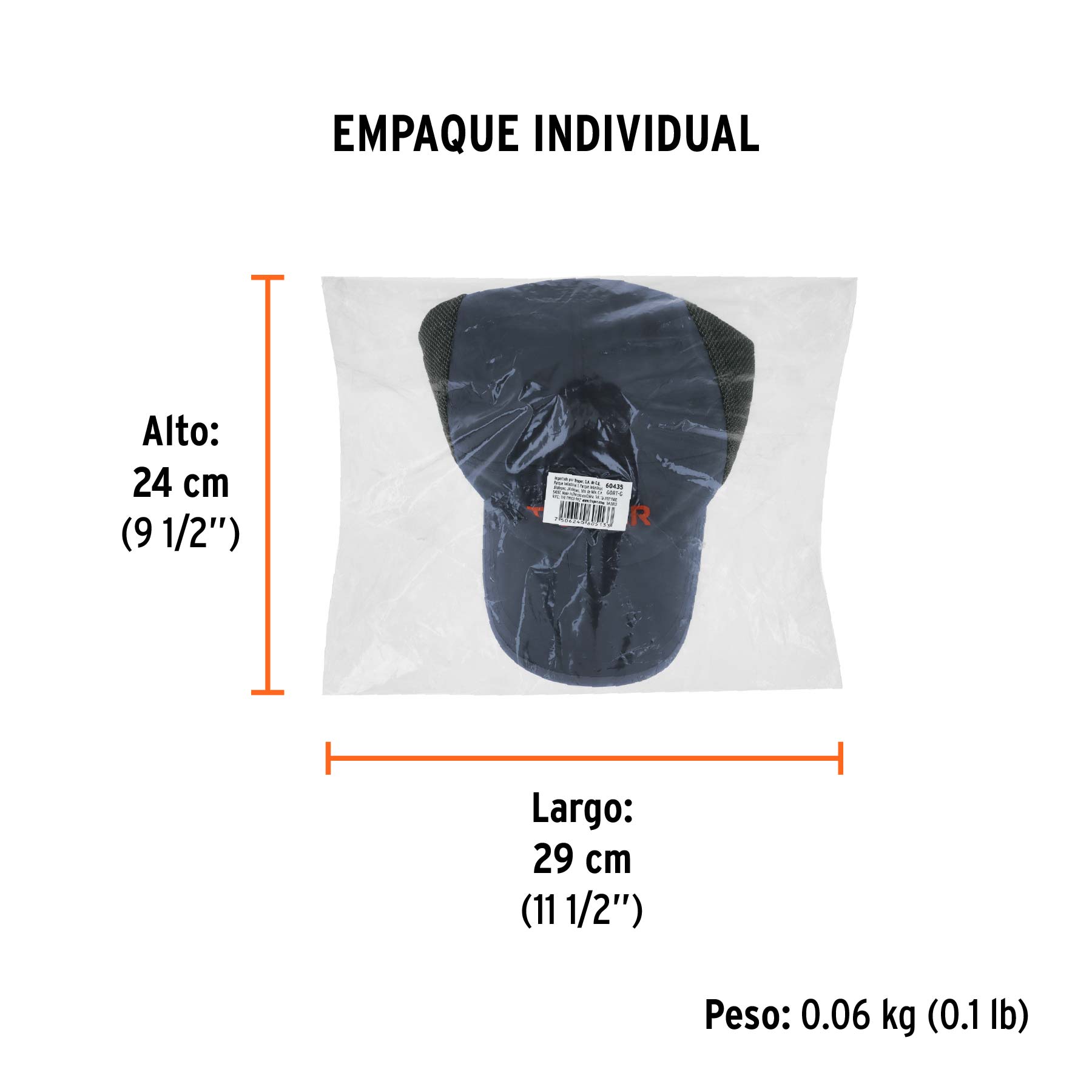 Gorra color gris, 100% poliéster, TRUPER - Empaque