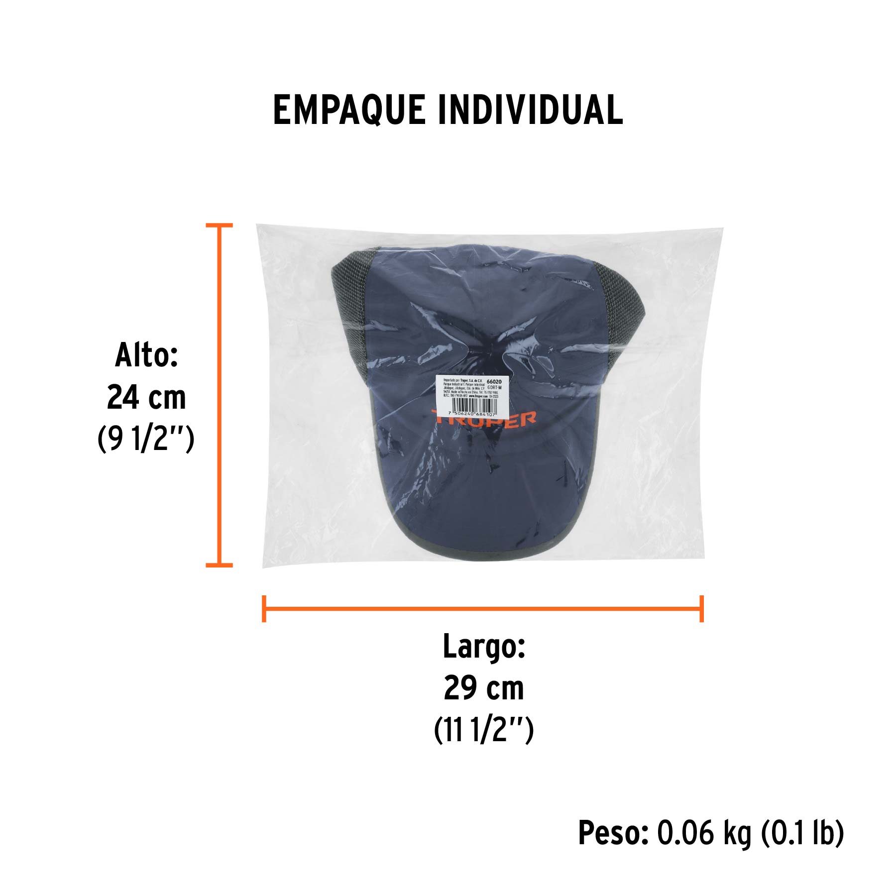 Gorra color azul marino, 100% poliéster, TRUPER - Empaque