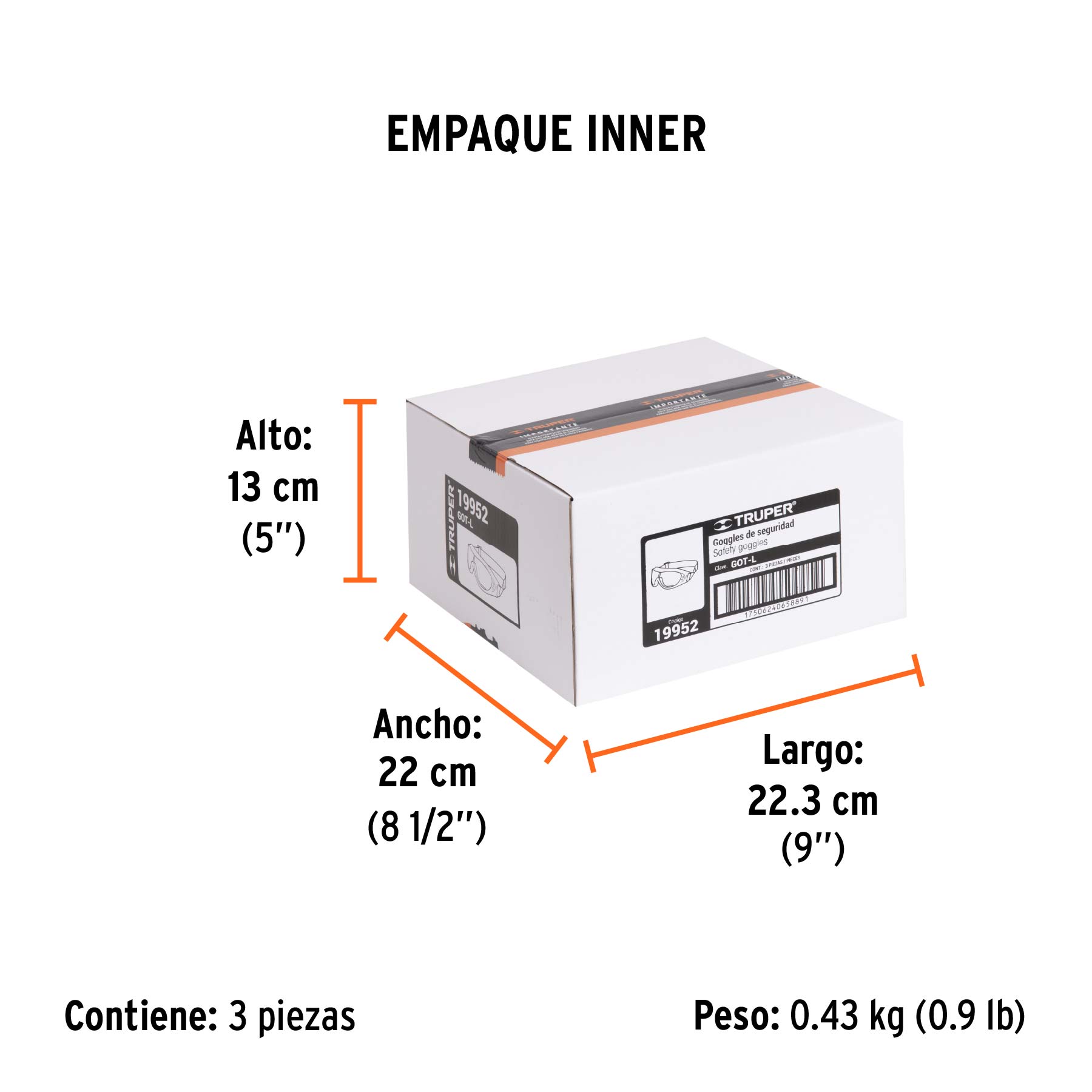 Goggles de seguridad ultra ligeros, antiempaño, TRUPER - Empaque
