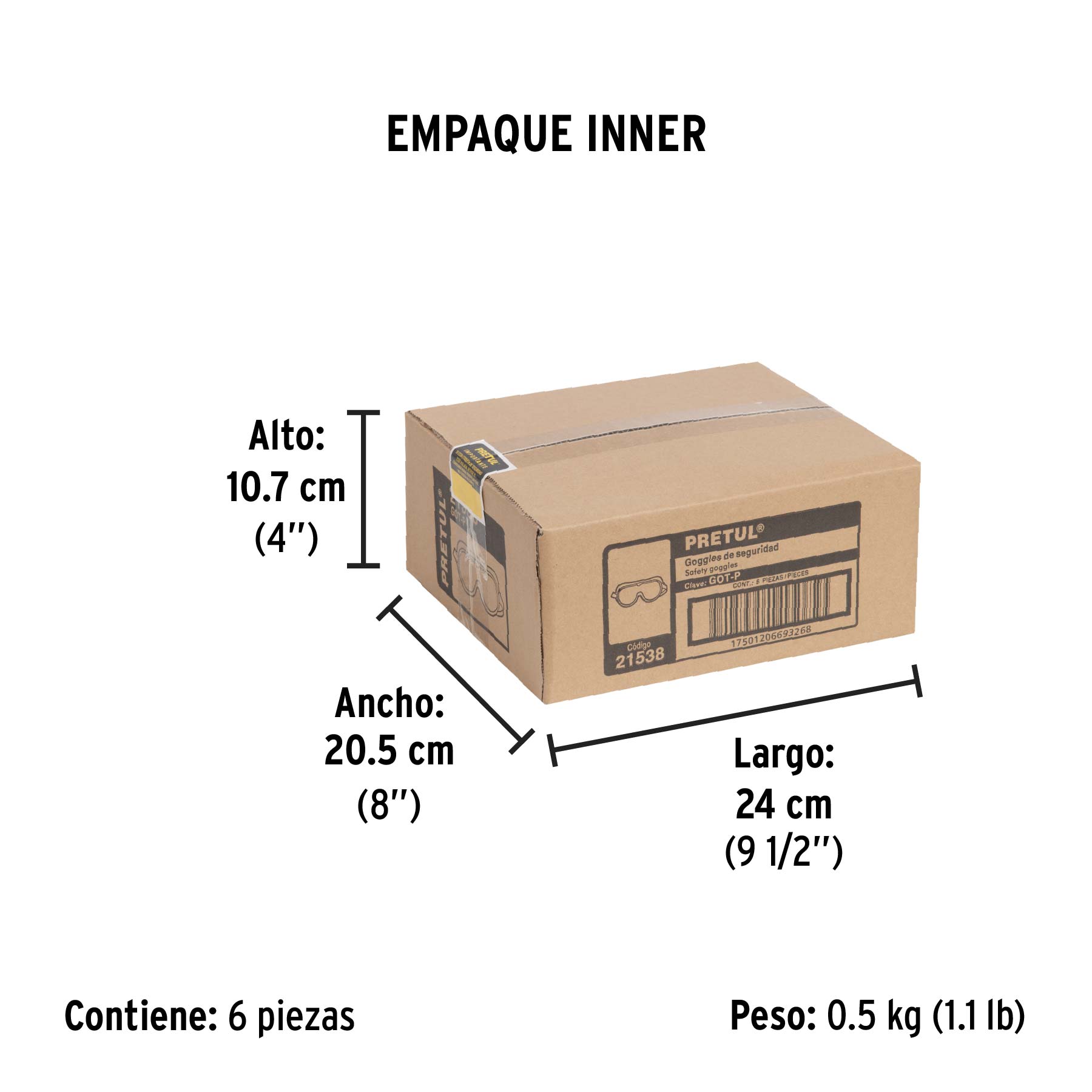 Goggles de seguridad con ventilación directa, PRETUL - Empaque