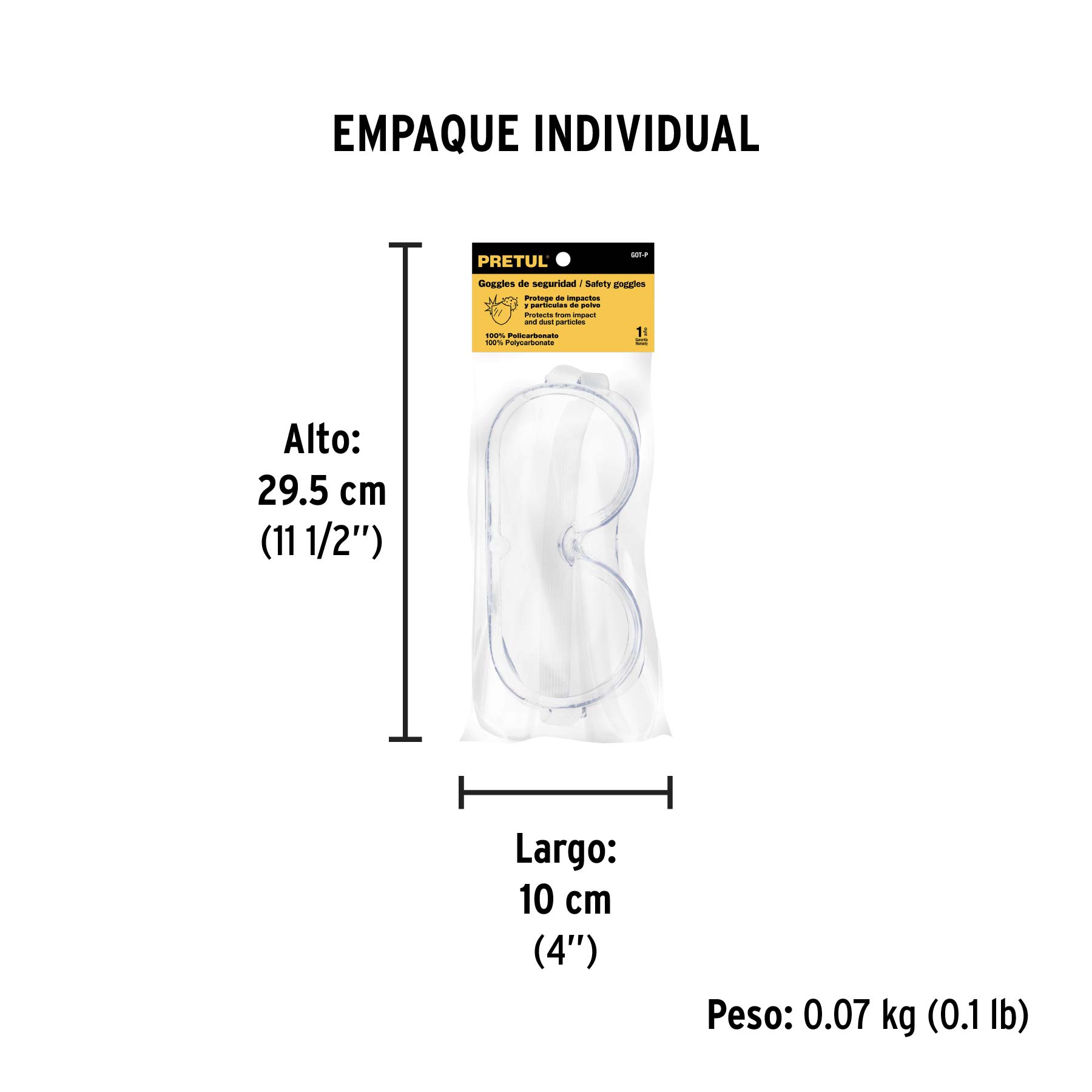 Goggles de seguridad con ventilación directa, PRETUL - Empaque