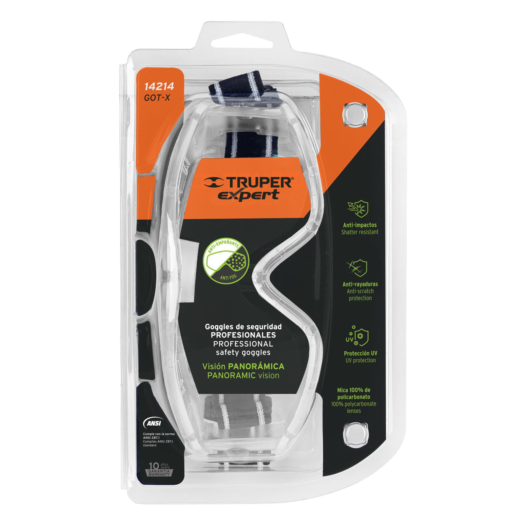 Goggles de seguridad profesionales, antiempaño, EXPERT