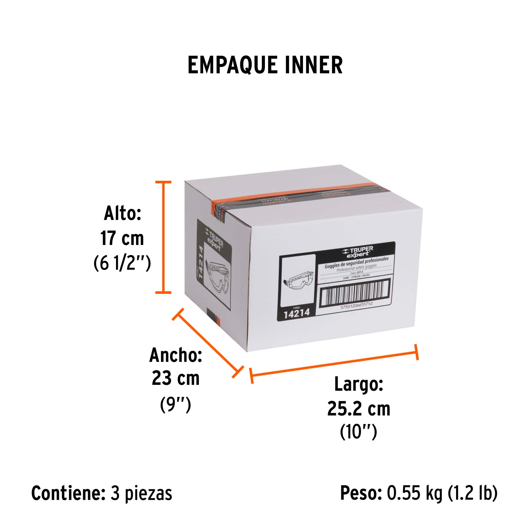 Goggles de seguridad profesionales, antiempaño, EXPERT - Empaque