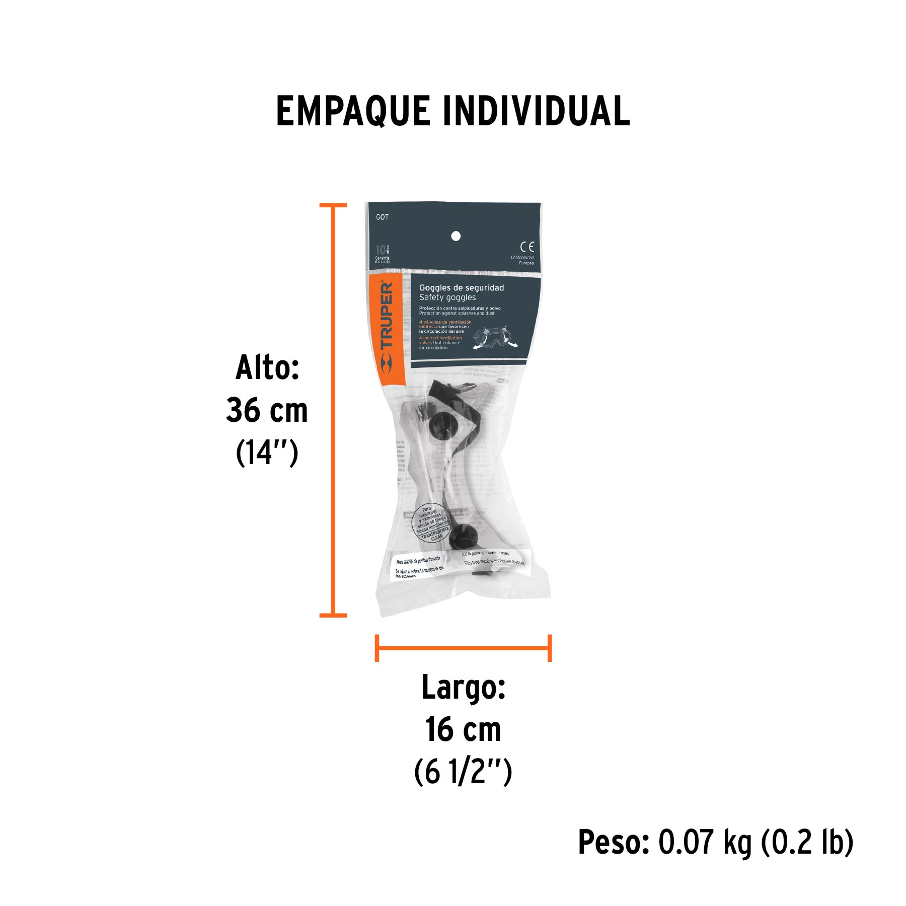 Goggles de seguridad con válvulas de ventilación indirecta - Empaque