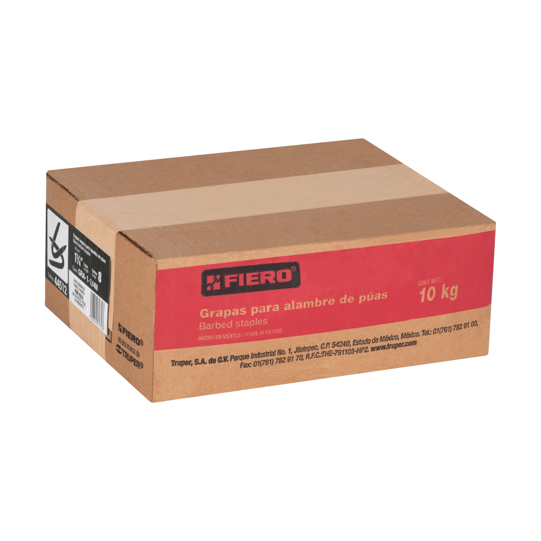 Caja con 10 kg de grapas 1-1/4" negras p/alambre de púas