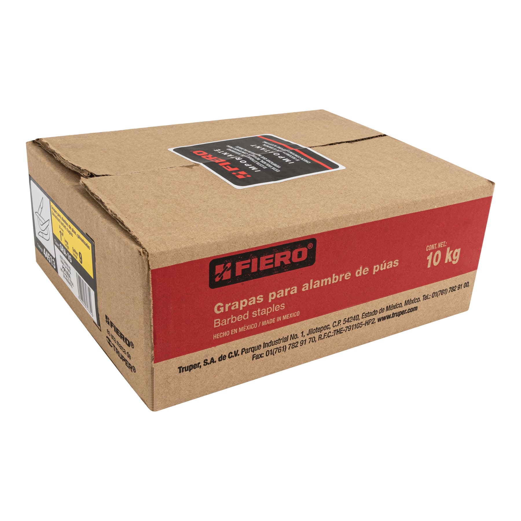 Caja con 10 kg de grapas 1" galvanizadas p/alambre de púas