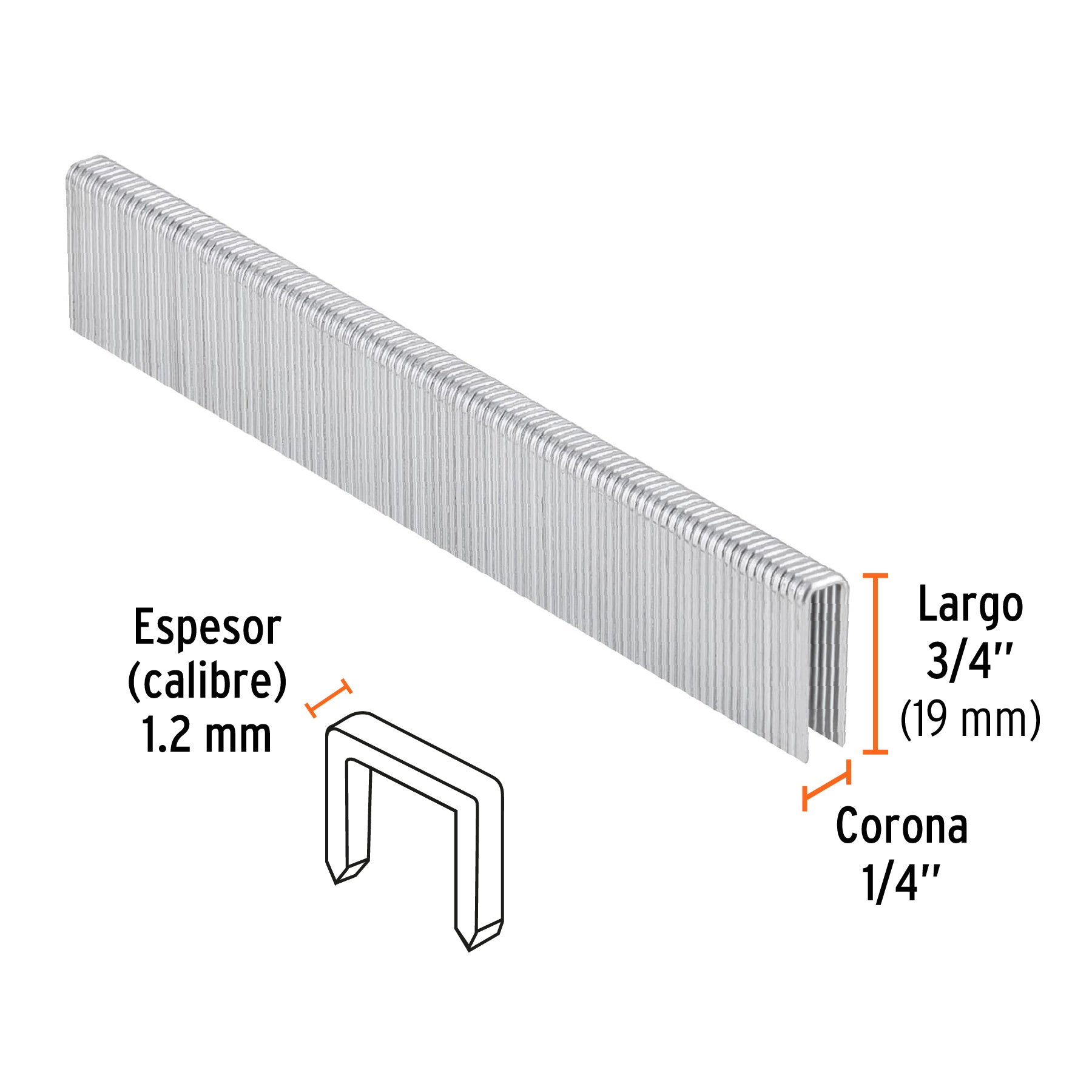Caja con 5000 grapas corona 1/4" calibre 18, 19mm p/ENNE-120